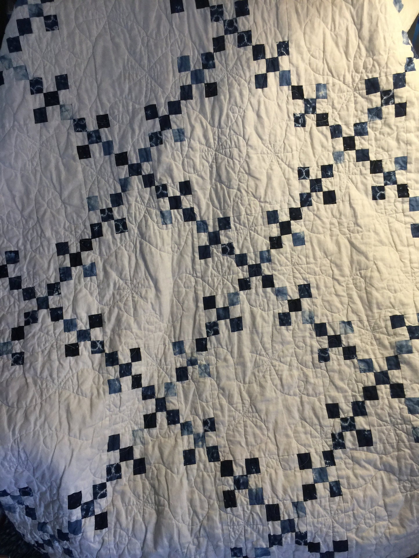 New! Shibori Irish Chain Quilt Kit - Fabric for Top & Binding by Moda and Hoffman Fabrics Quilt Kit 87”x78”