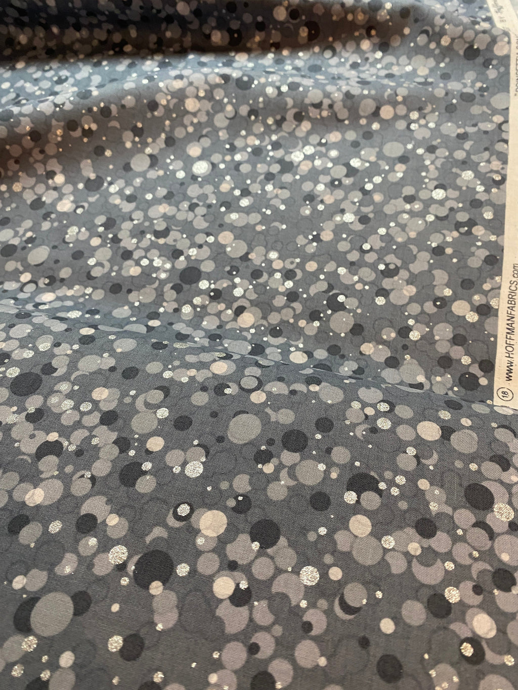 Winter Holiday Fabric -Circles Dots Storm/Silver  - 100% Quality Cotton by the Yard and Yardage Christmas