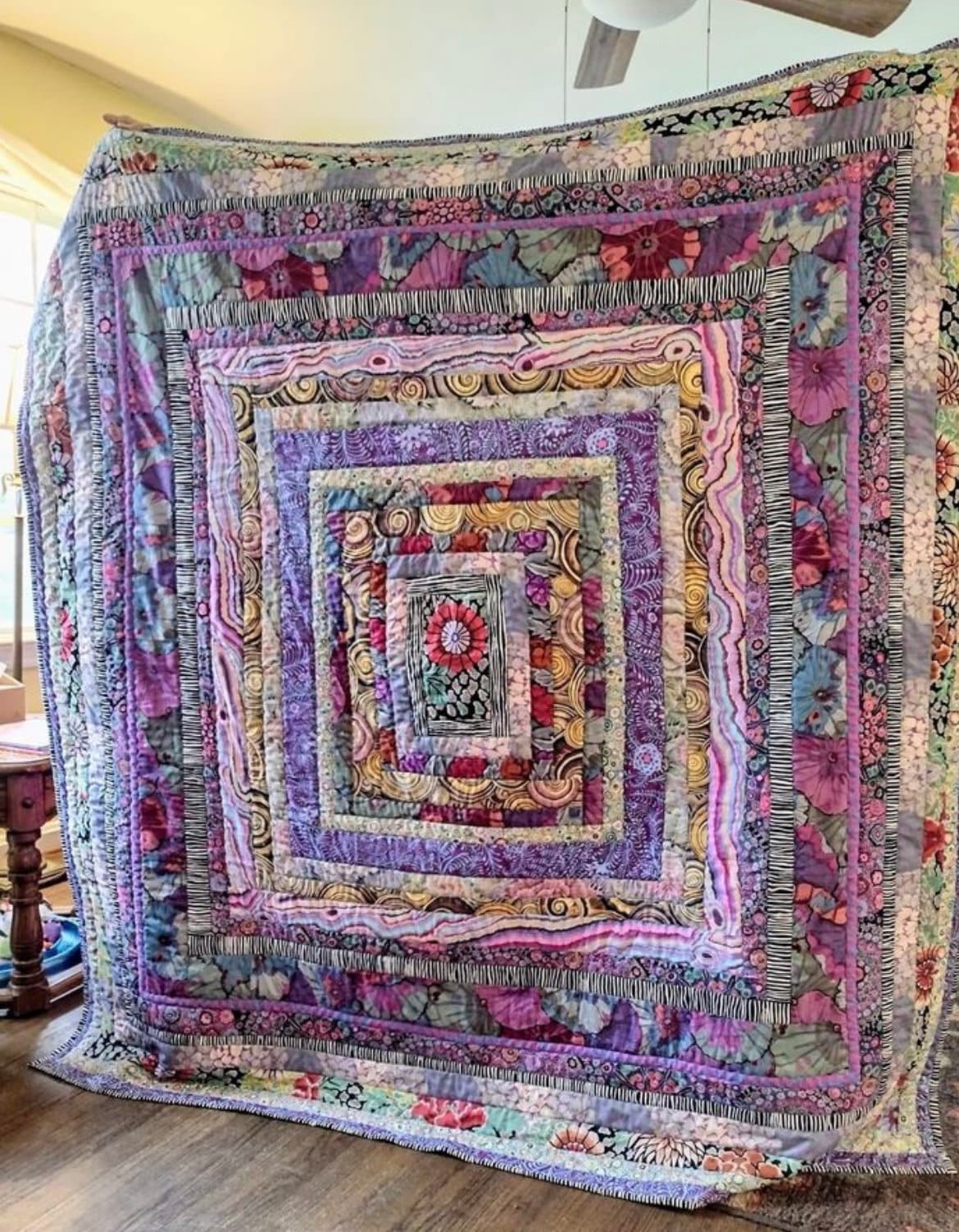 Kaffe Fassett Fabric - Quilt Kit Kaffe Fassett Stone Log Cabin 78"x82" - 100% Cotton Rare OOP