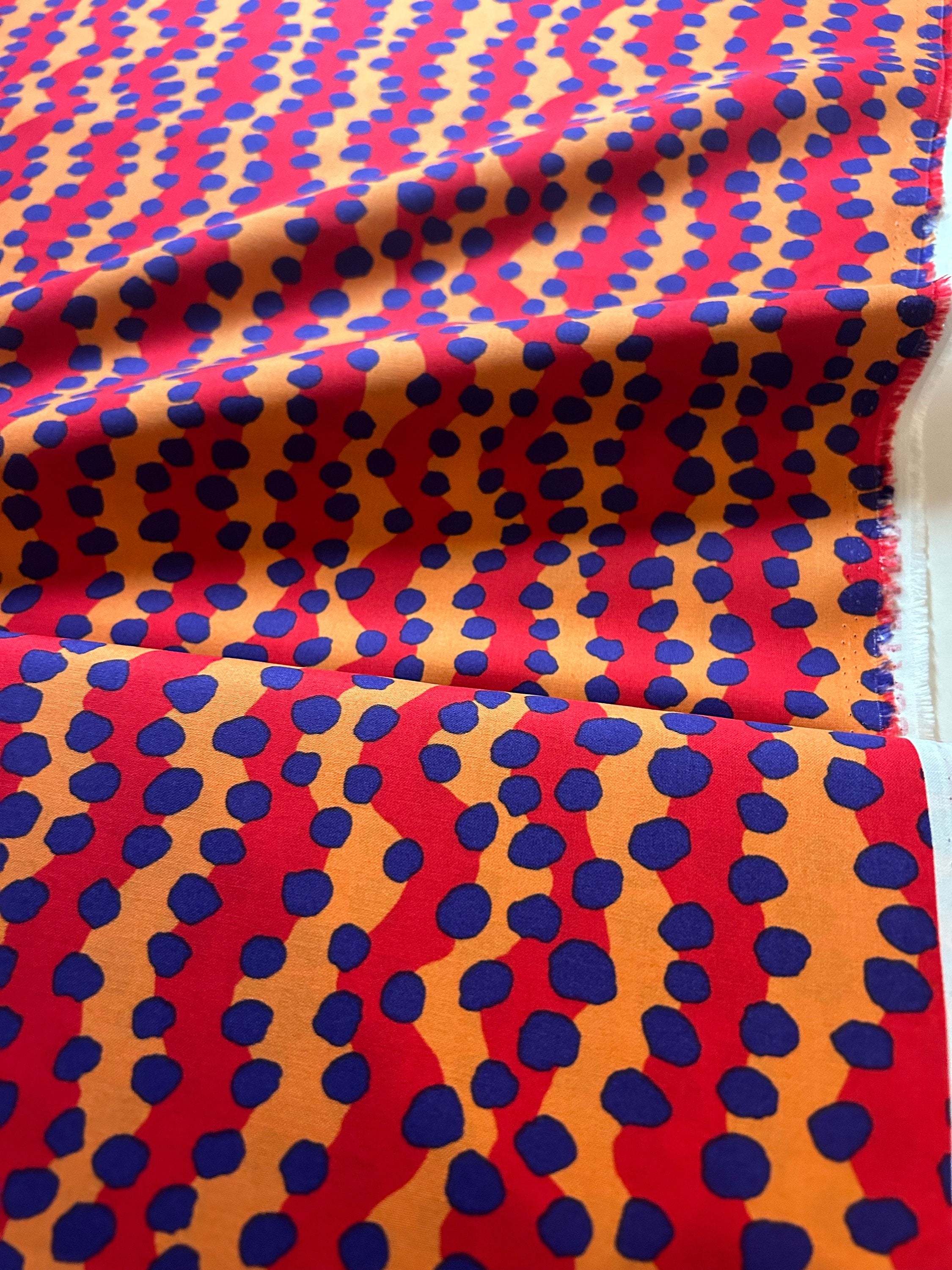 Kaffe Fassett Fabric- Bubble Stripe   RED PWBM082.RED August 2022 by FreeSpirit - 100%  Quality Cotton - by Fat 1/4 and YARDAGE