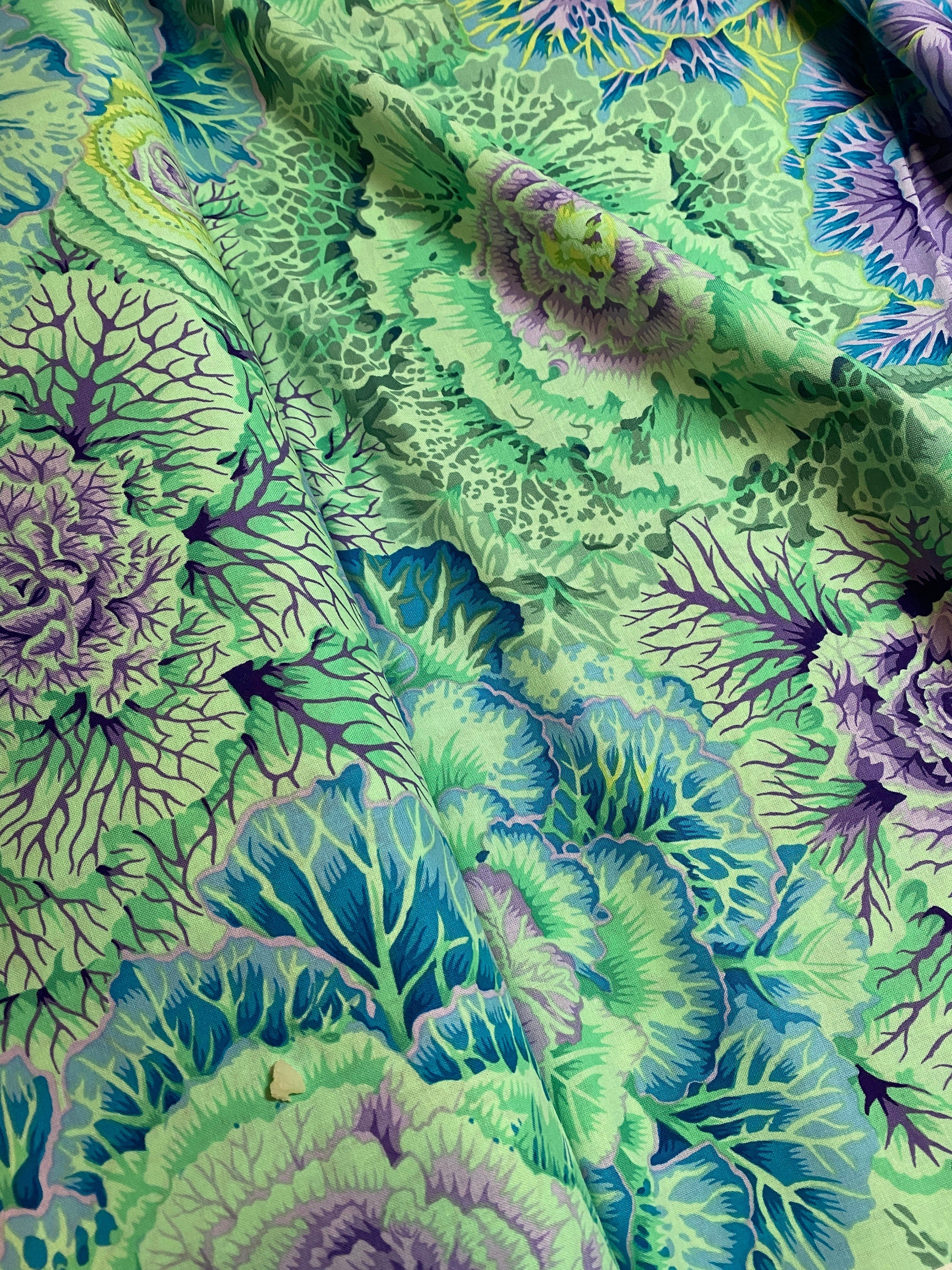 Kaffe Fassett Fabric - PWP J051  BRASSICA in GREEN - Collective is Phillip Jacobs-  - 100% Quality Cotton - Fat 1/4, 1/2 Yard, Yard and Yardage