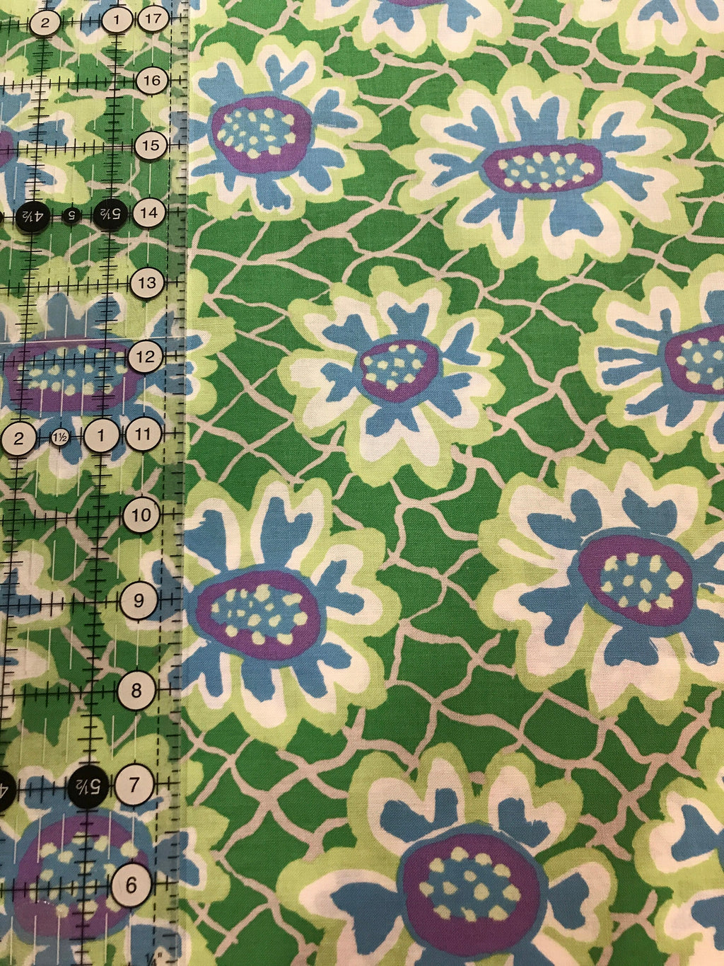 Kaffe Fassett Fabric- Flower Net in GREEN - Fall Collective 2021 by FreeSpirit - 100%  Quality Cotton - Remanant  1/2 Yard