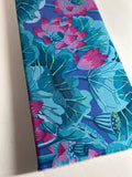 Kaffe Fassett Fabric - Lake Blossoms BLUE Kaffe Fassett Collective 100% Quality Cotton by FreeSpirit Fabrics by 1/2 Yard and Yardage