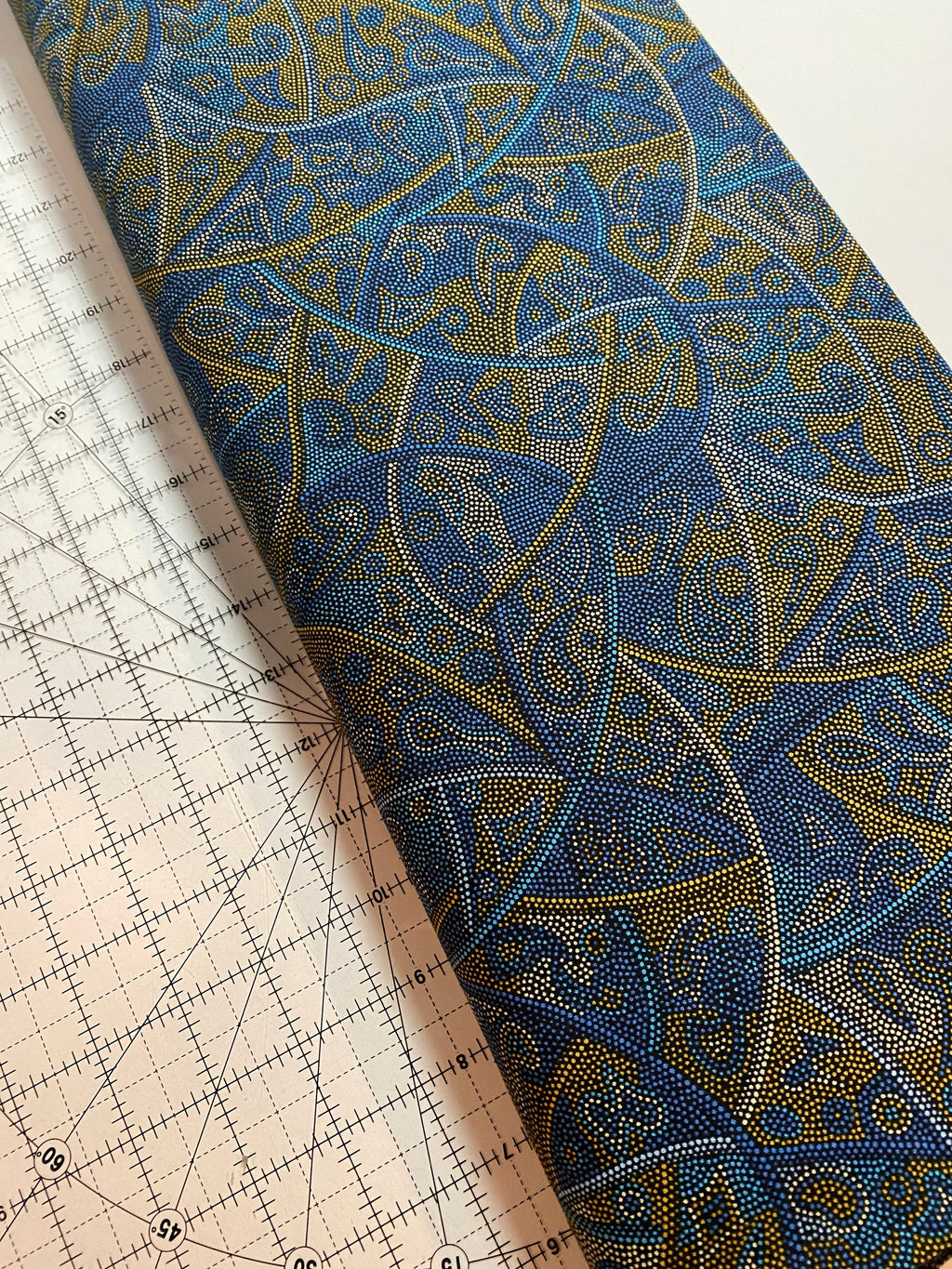 Australian Fabric - Looking Around in Blue by Greg Matthews - Aboriginal Ethnic 100% Quality Cotton by M&S Textiles by Yard and Yardage