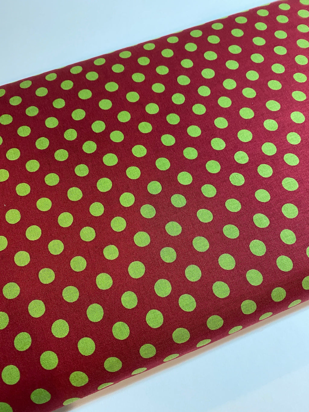 Kaffe Fassett Fabric - Spot GP70 Burgundy -Medium Green Spots on a Wine Background - FreeSpirit 100% Quality Cotton Last 29”x44” on Bolt