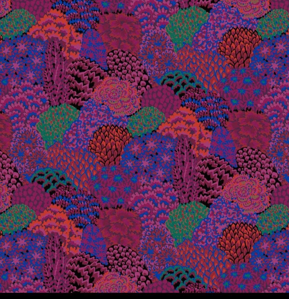 Kaffe Fassett Fabric- Large Oriental Trees - PWGP198.MAROON Collective 85 and Fab by FreeSpirit - 100%  Quality Cotton - by Yard and YARDAGE