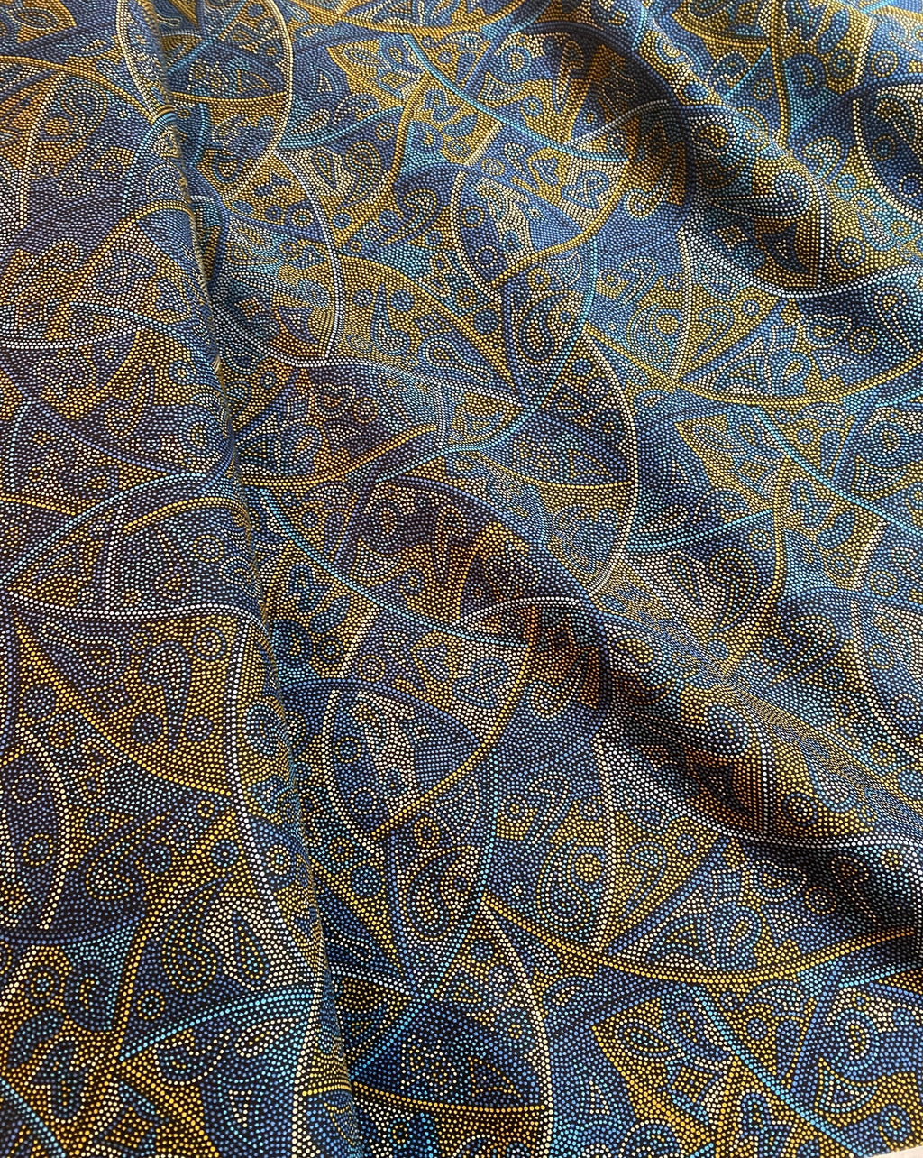 Australian Fabric - Looking Around in Blue by Greg Matthews - Aboriginal Ethnic 100% Quality Cotton by M&S Textiles by Yard and Yardage
