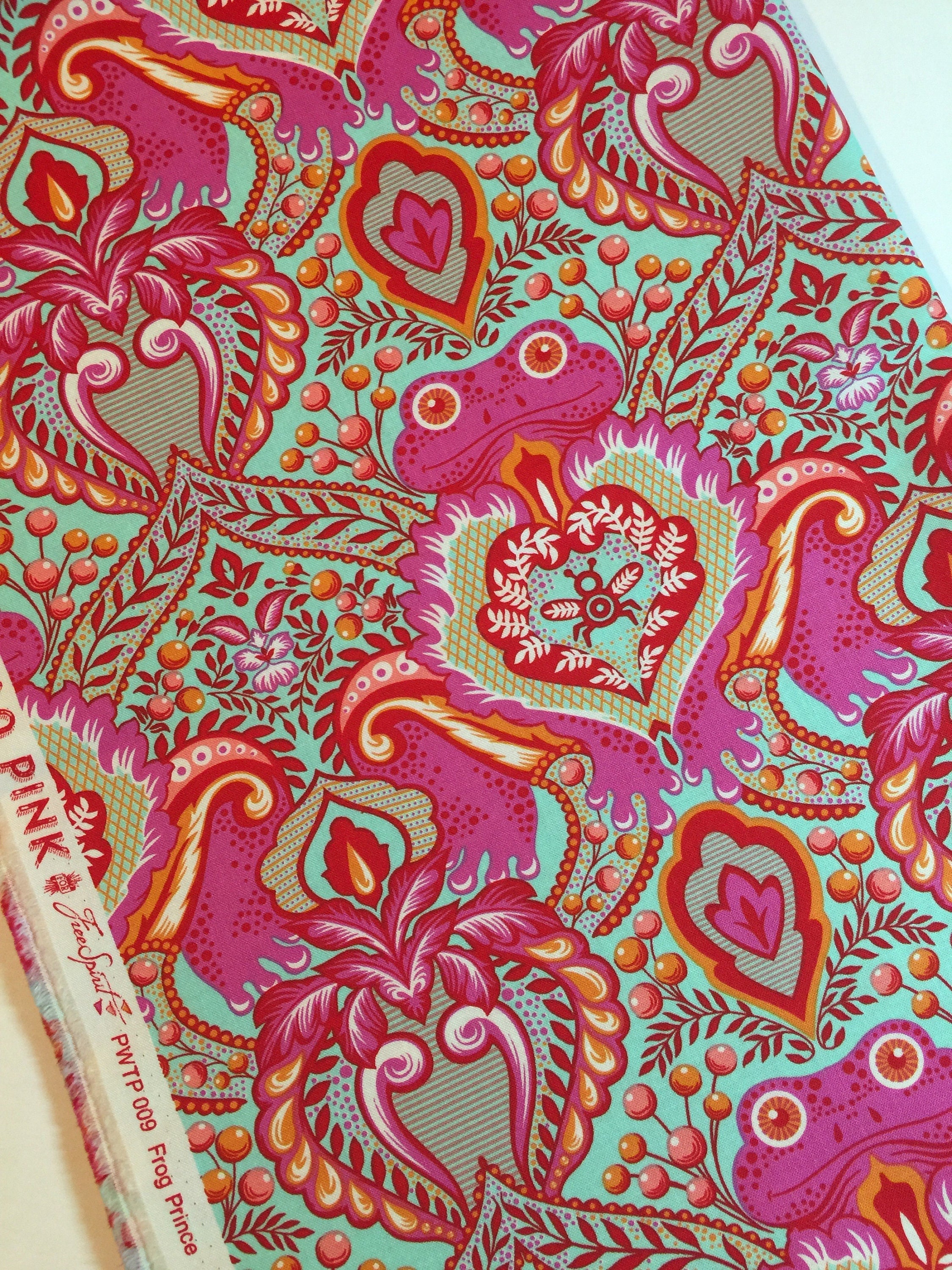 ula Pink Fabric All Stars-Frog Prince in Peony ALL STARS 25th Collection for FreeSpirit - 100% Quality Cotton By the Half Yard