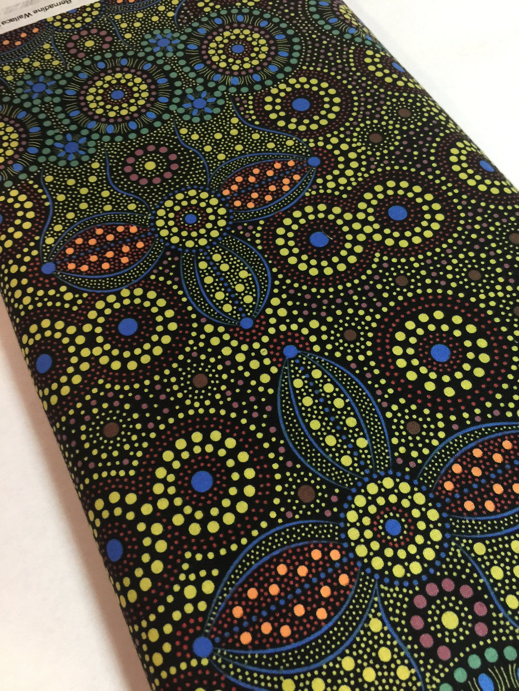 Australian Fabric - Spirit Place in BLACK Stunning Abstract- Aboriginal Ethnic Surf Spiritual 100% Quality Cotton by MS Textiles YARDAGE