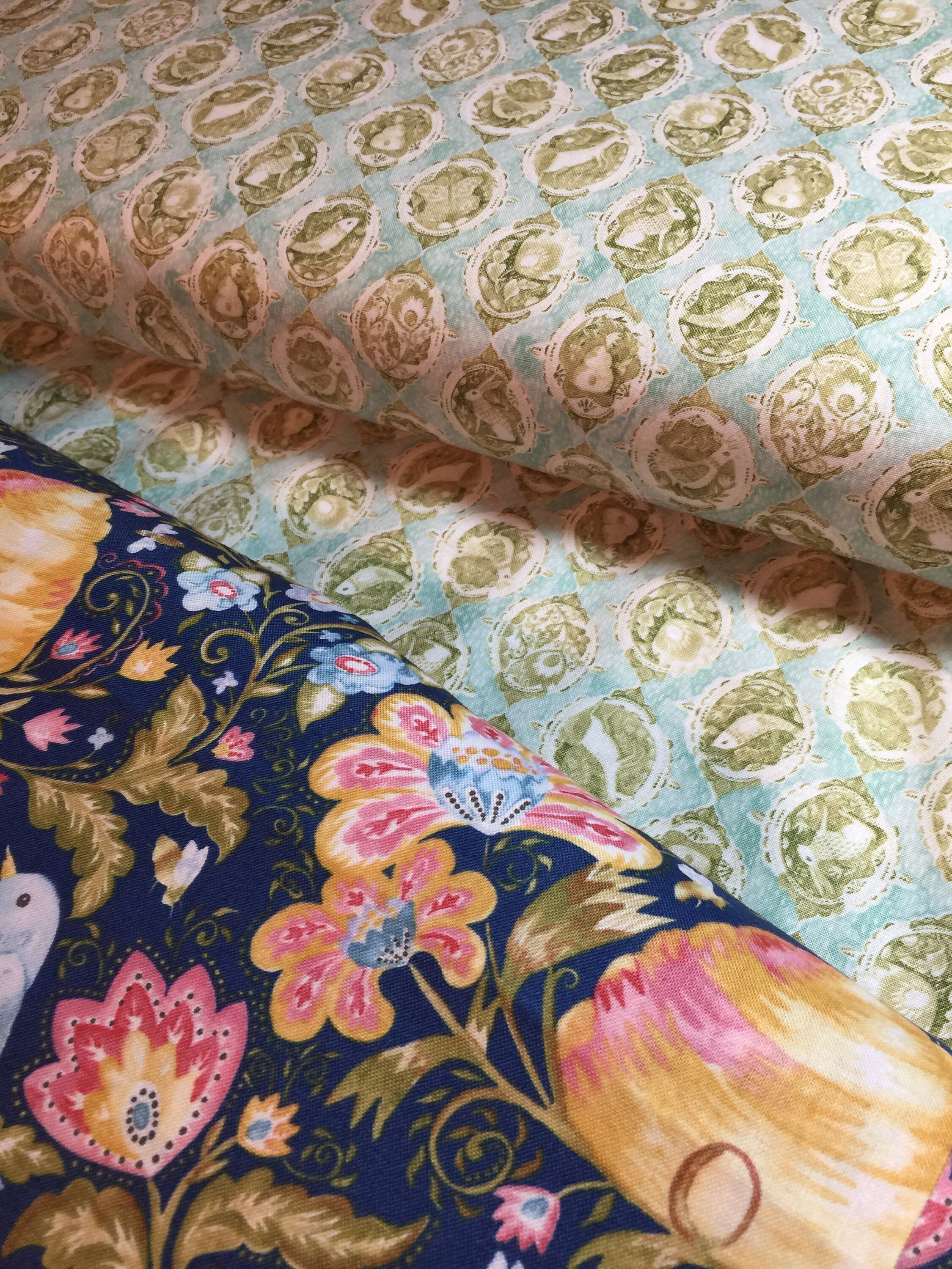 Moth Cameo Fabric Wings in Aqua - A Meadows Tale by Ana Davis-Blend Fabrics Moth Butterfly 113.114.03.2 Cameo F1004-100% Quality Cotton