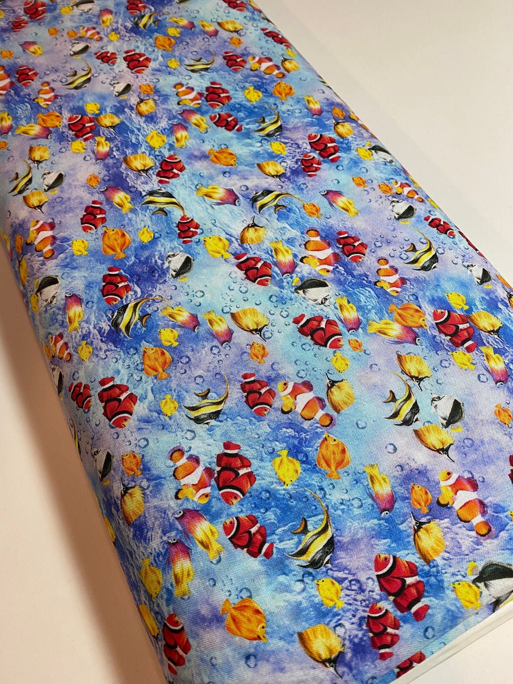 Coral Fish Fabric - Angel Fish - The Reef - FISHIES in Light Blue Oasis - Clown Fish Beach OA593832-100% Quality Cotton -by Yard and Yardage