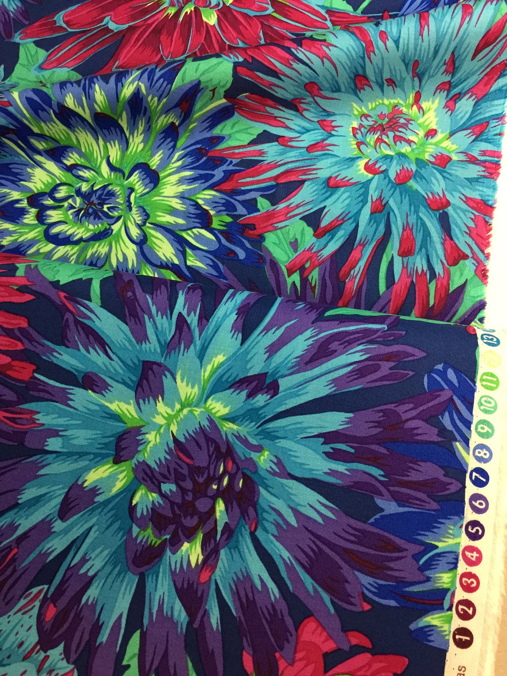 Kaffe Fassett Fabric Phillip Jacobs - Cactus Dahlia - PWPJ054.BLUEX Floral -100% Quality Cotton by the YARD