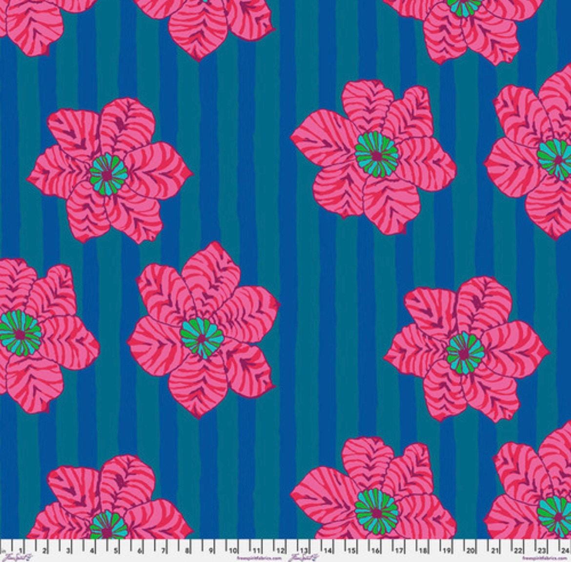 Kaffe Fassett Collective Fabric -  Zebra Lily PWBM091 BLUE -  100 % Quality Cotton by 1/4 Yd and YARDAGE