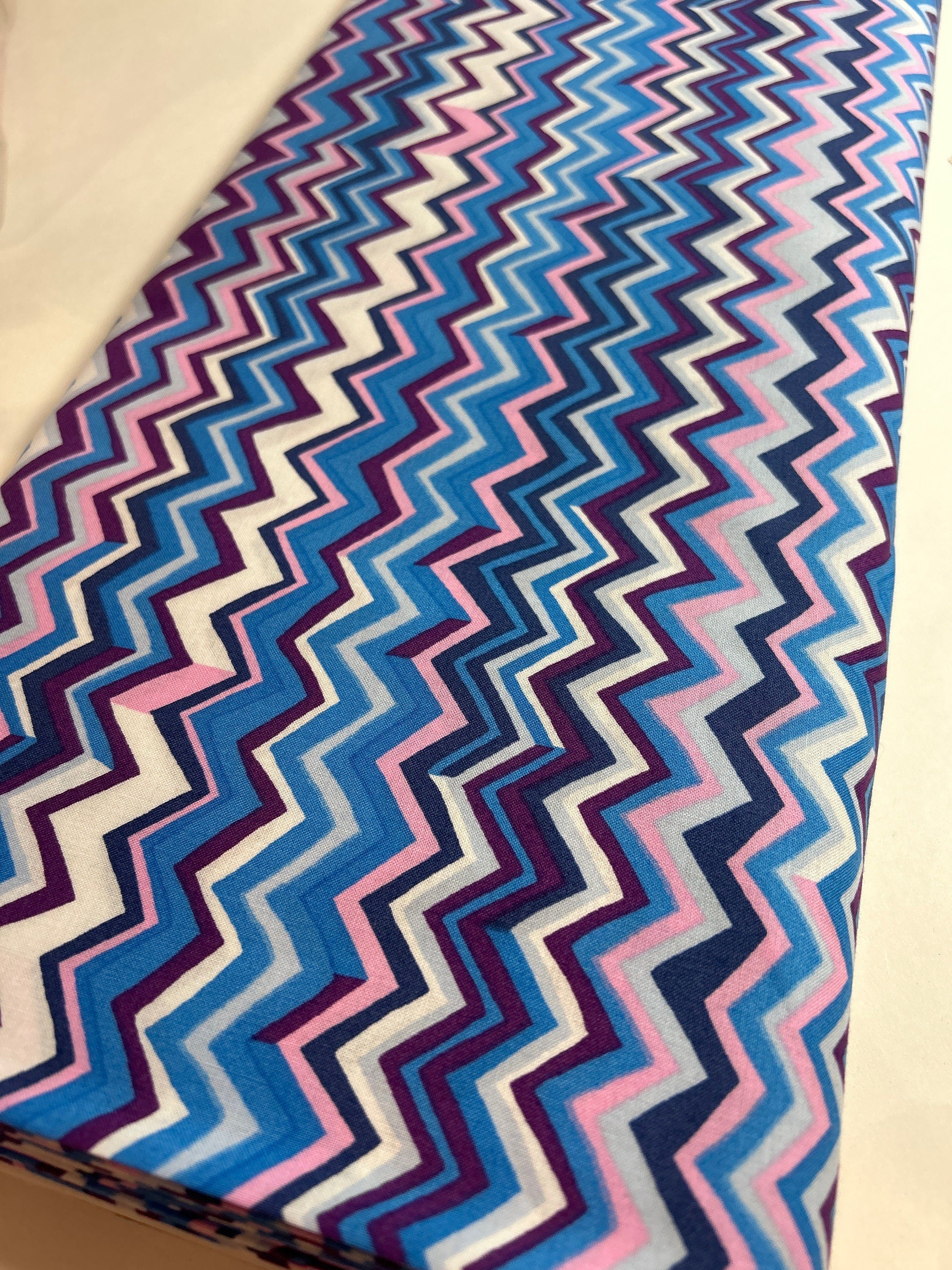 Kaffe Fassett Fabric - PWBM 043 Zig Zag SKY Brandon Mably Ececltic  - 100% High Quality Cotton by the FQ or Yardage