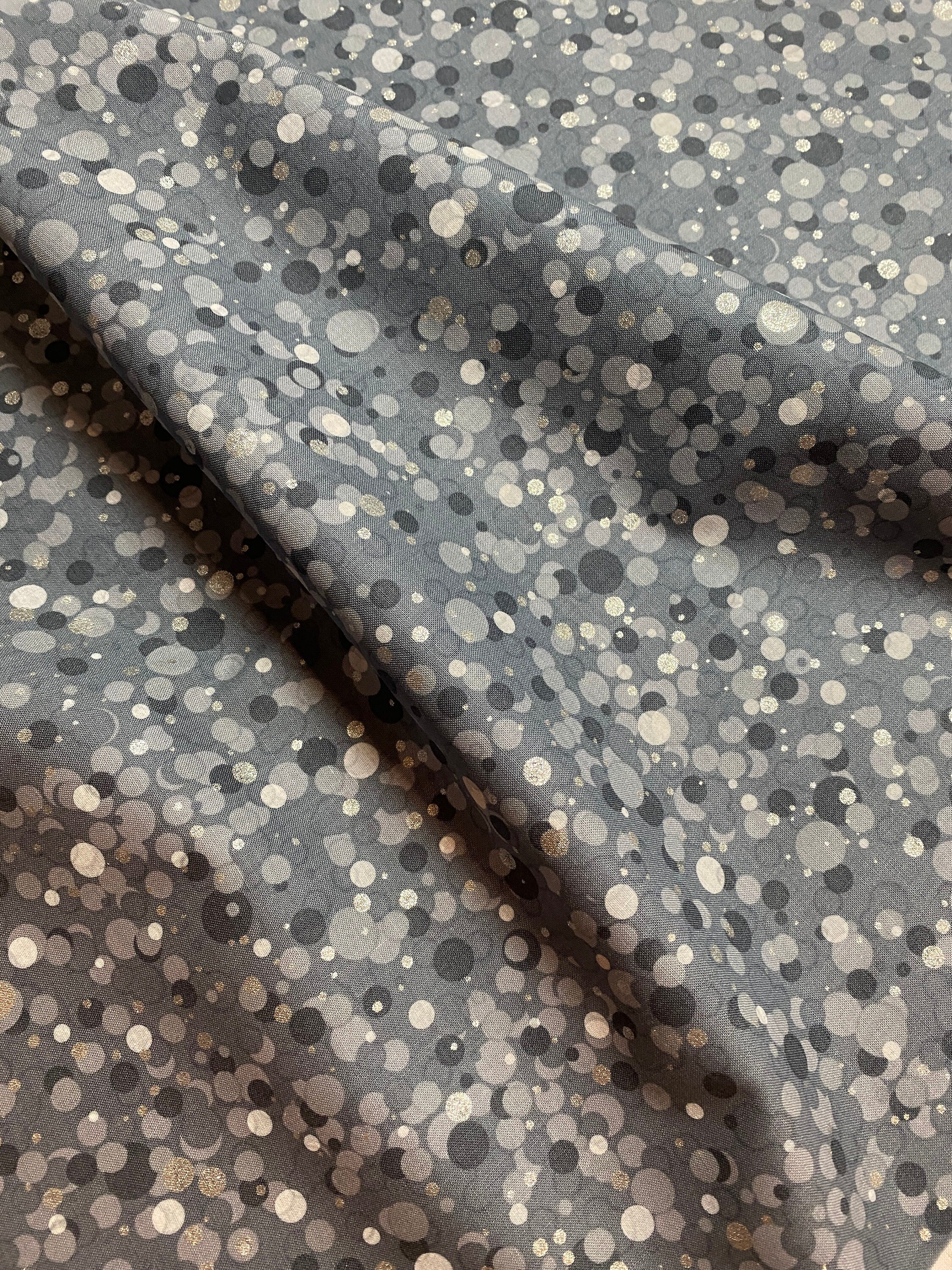 Winter Holiday Fabric -Circles Dots Storm/Silver  - 100% Quality Cotton by the Yard and Yardage Christmas