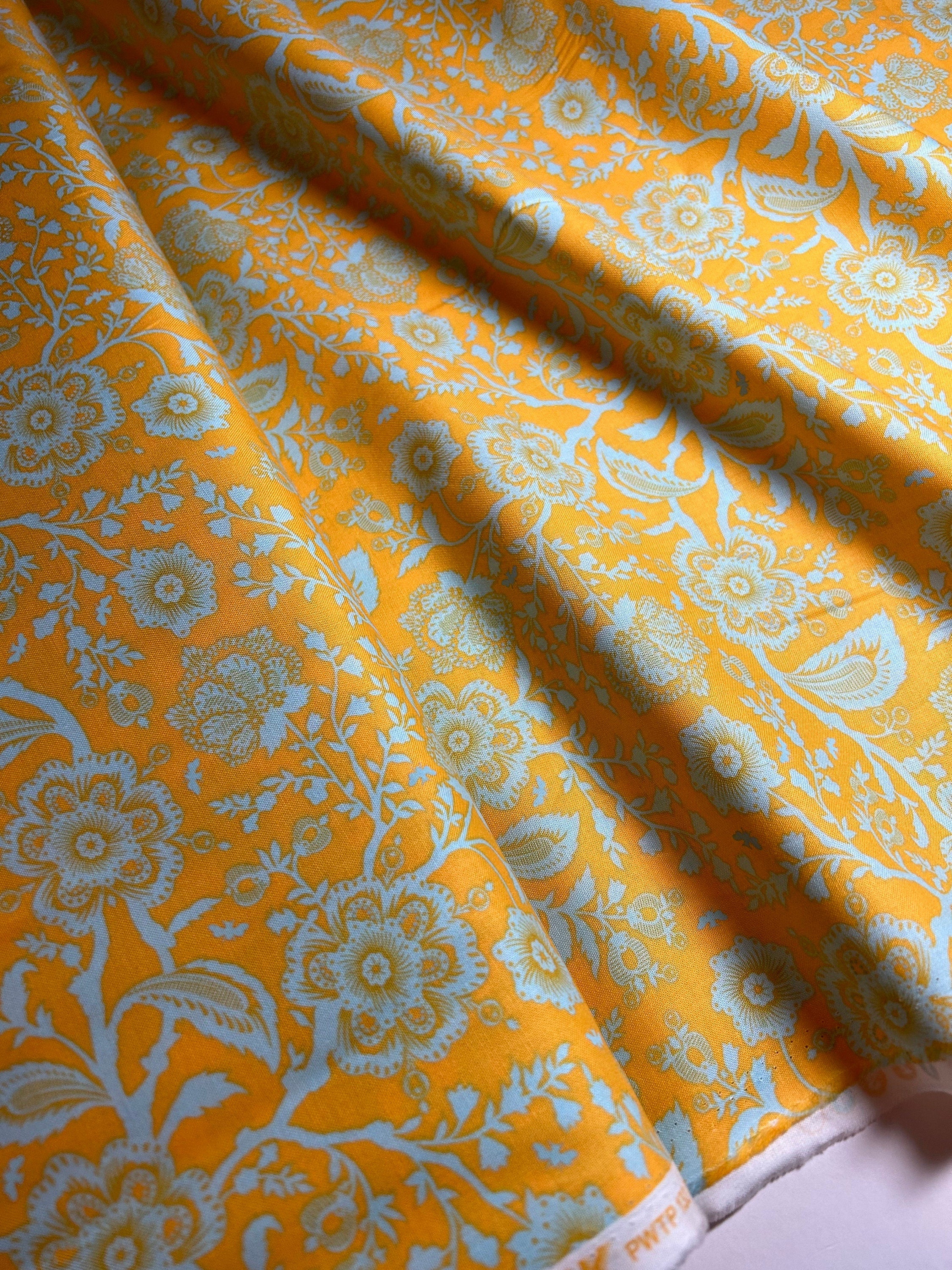 Tula Pink Fabric PINKERVILLE - Delight in Frolic Yellow PWTP132 -100% Quality Cotton by the Yard and Yardage