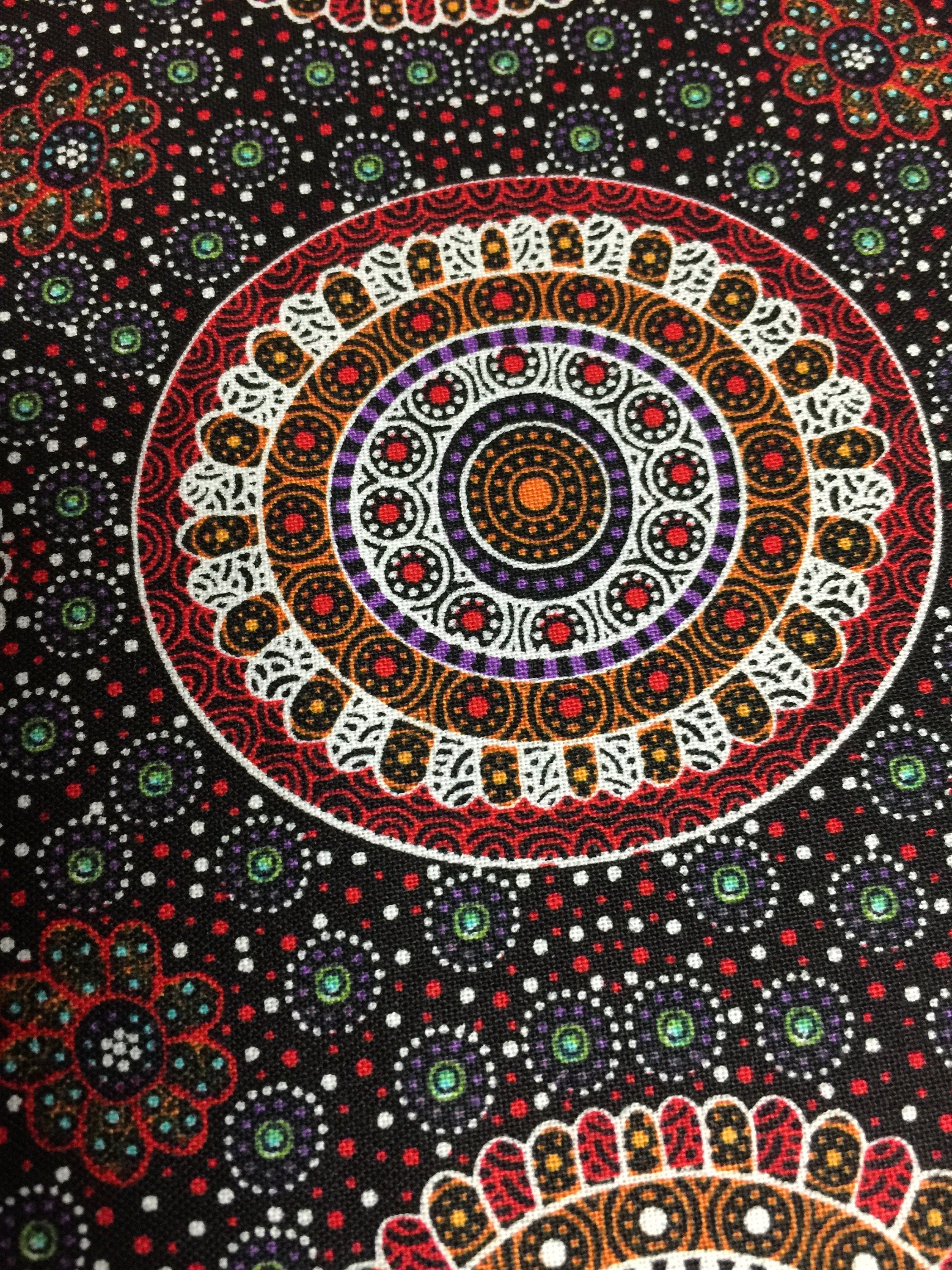 Australian Fabric - Alura Seed Dreaming in Red by M & S Textiles - Aboriginal- 100% Quality Cotton - by the Yd and Yardage