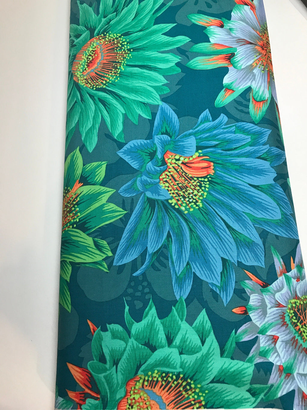 Kaffe Fassett Fabric- Cactus Flower PWPJ096.GREEN Spring Collective 2021 by FreeSpirit - 100%  Quality Cotton - by 1/2 Yd and YARDAGE