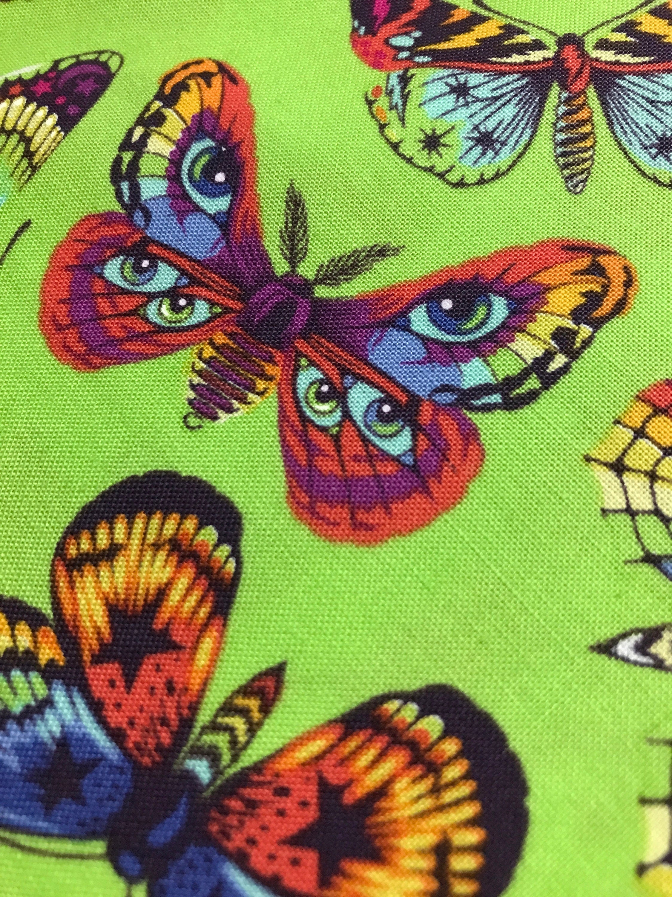 Tula Pink Fabric DAYDREAMER PWTP172 Butterfly Kisses in Avocado Tula Pink Fabric - FreeSpirit - 100% Quality Cotton by 1/2 Yard and Yardage