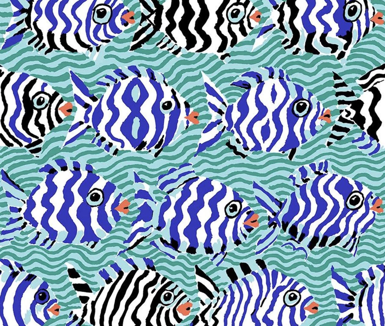 New! Quilt Kaffe Fassett - "Ocean Flower Quilt Kit™ " Log Cabin 78"x82" Hawaiian Tropical Beach  -100% Cotton or Rare Heirloom Finished Quilt