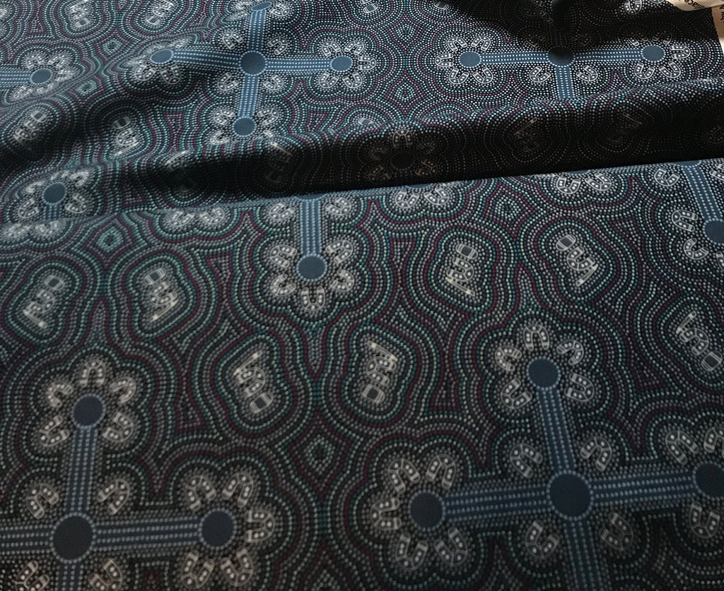 Australian Fabric - Ladies Dancing At Ceremony in Purple by Margaret Wallace - Aboriginal 100% Cotton by M&S Textiles By Yard and Yardage