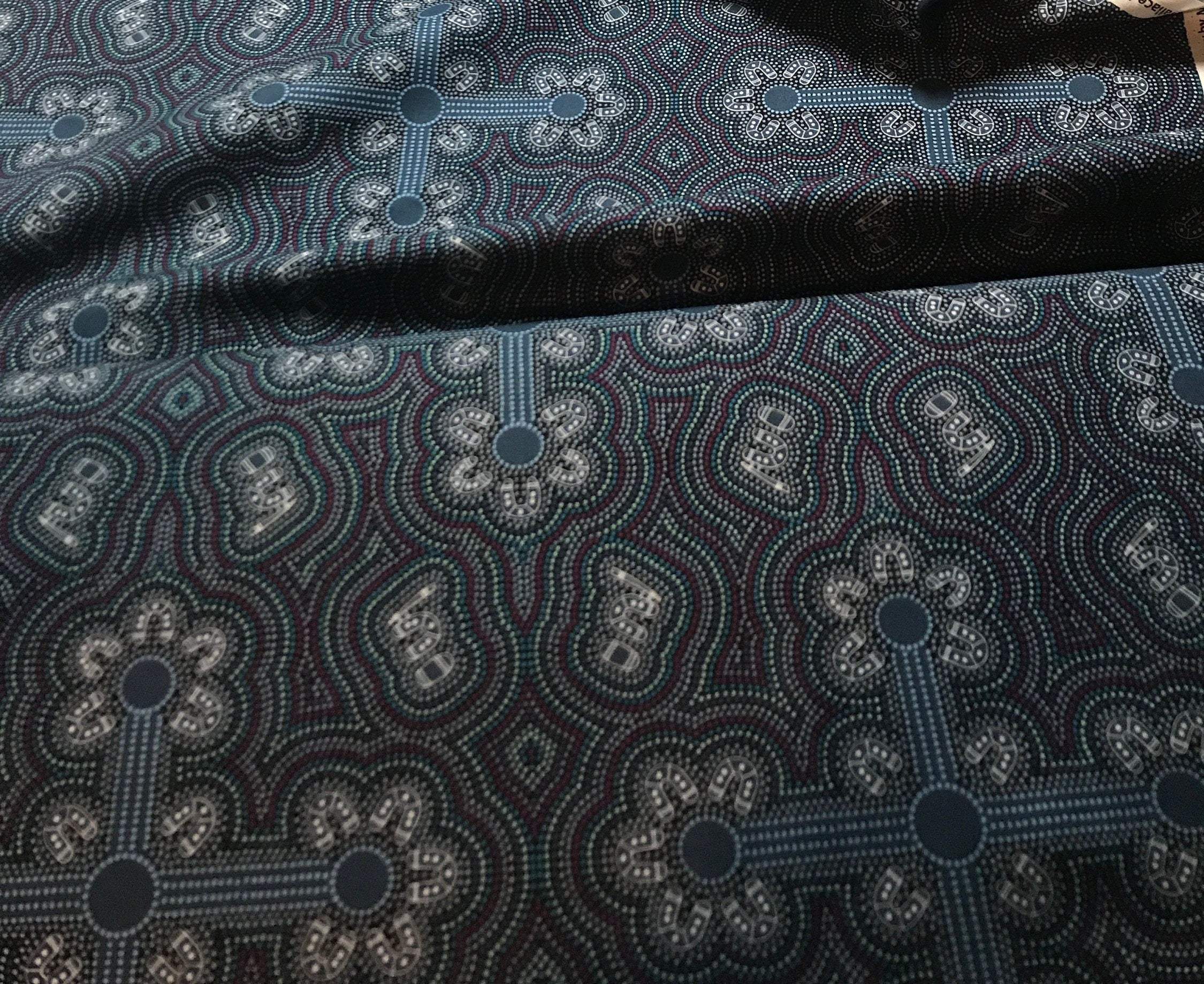 Australian Fabric - Ladies Dancing At Ceremony in Purple by Margaret Wallace - Aboriginal 100% Cotton by M&S Textiles By Yard and Yardage