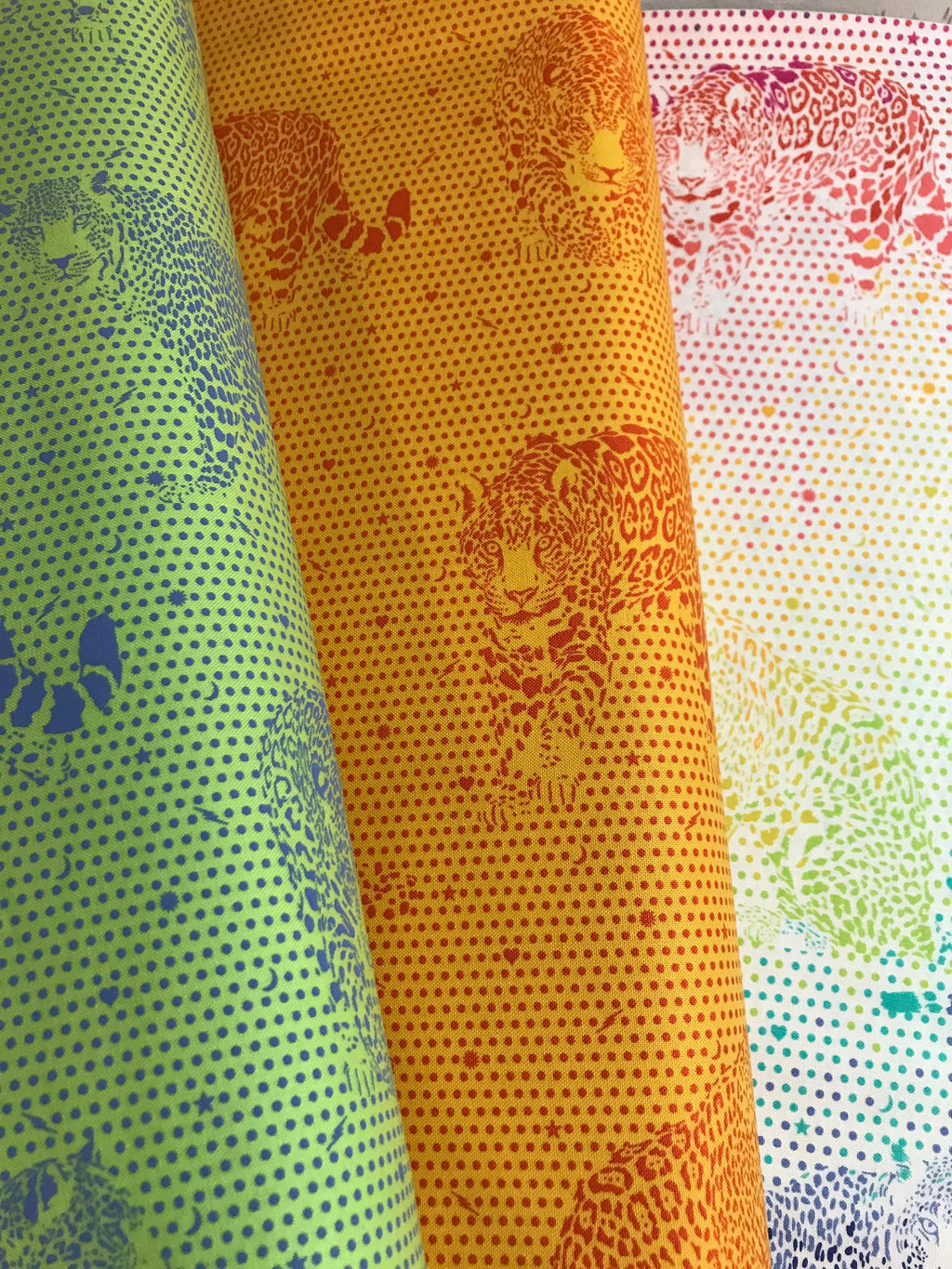 Tula Pink Fabric DAYDREAMER PWTP174 Lil Jaguars in Kiwi - FreeSpirit - 100% Premium Quality Cotton by 1/2 Yard and Yardage