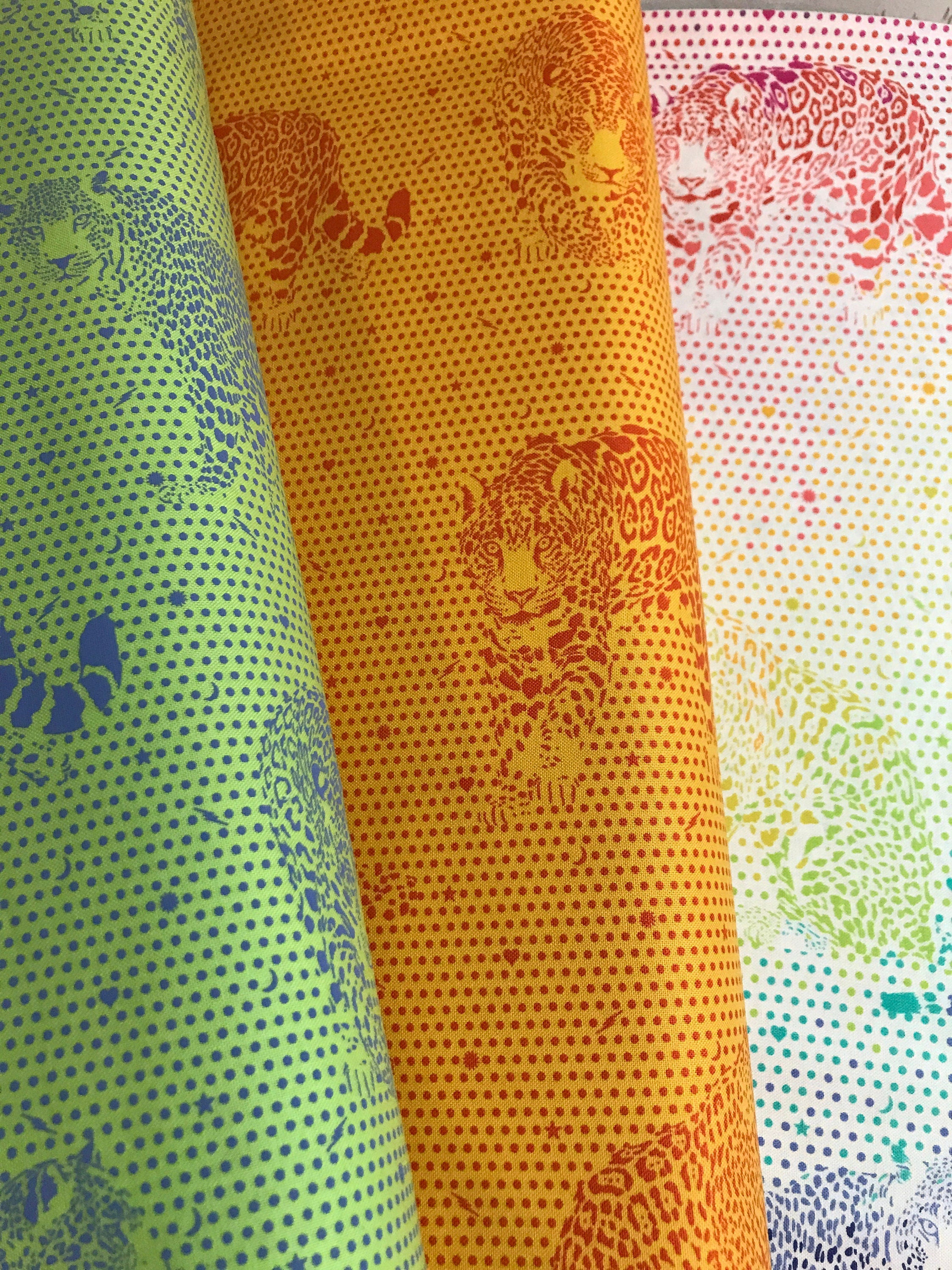 Tula Pink Fabric DAYDREAMER PWTP174 Lil Jaguars in Kiwi - FreeSpirit - 100% Premium Quality Cotton by 1/2 Yard and Yardage