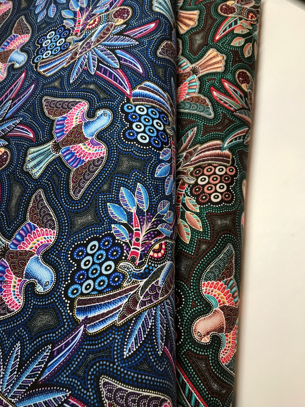 Australian Fabric - Gondwana Birds Green - Magpie - 100% Cotton by Oasis Fabrics- by Yard and Yardage