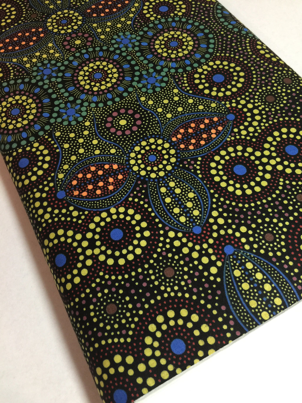 Australian Fabric - Spirit Place in BLACK Stunning Abstract- Aboriginal Ethnic Surf Spiritual 100% Quality Cotton by MS Textiles YARDAGE