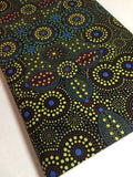 Australian Fabric - Spirit Place in BLACK Stunning Abstract- Aboriginal Ethnic Surf Spiritual 100% Quality Cotton by MS Textiles YARDAGE