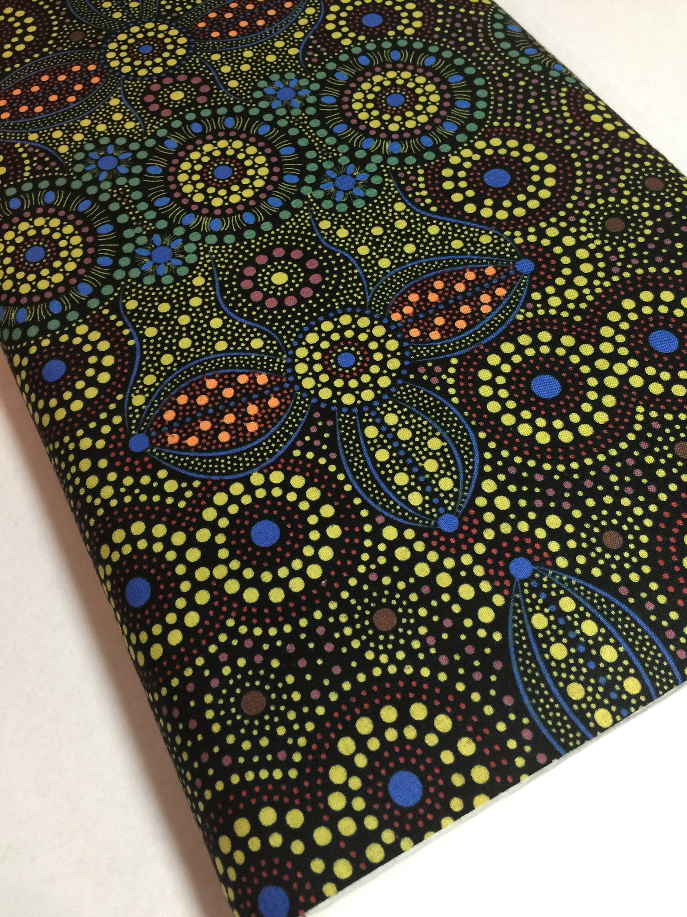 Australian Fabric - Spirit Place in BLACK Stunning Abstract- Aboriginal Ethnic Surf Spiritual 100% Quality Cotton by MS Textiles YARDAGE