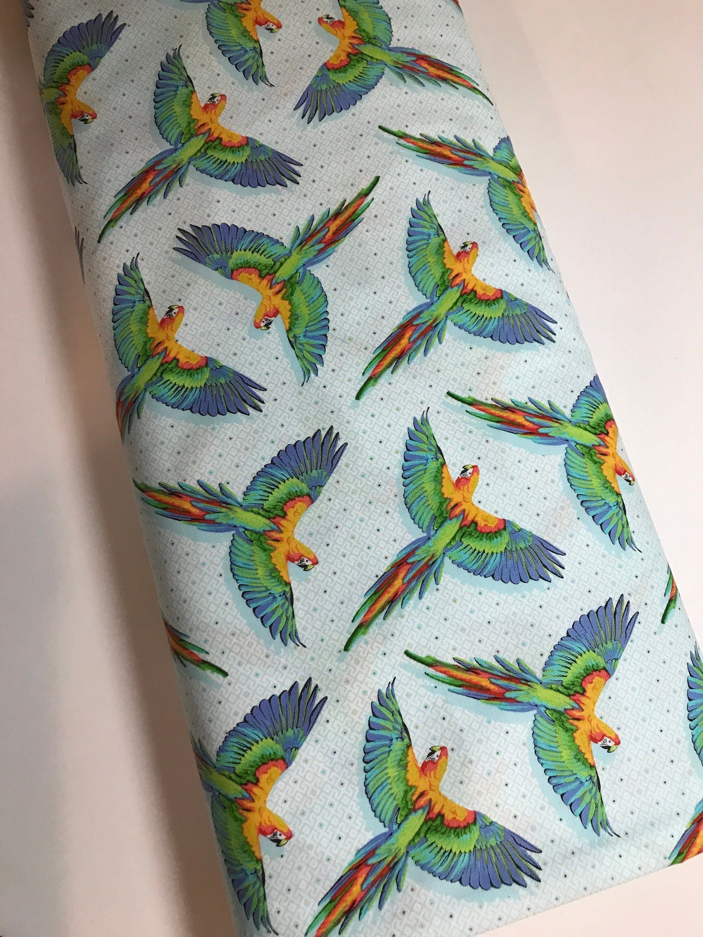 Tula Pink Fabric DAYDREAMER PWTP170 Macaw Ya Later in Cloud Tula Pink Fabric - FreeSpirit - 100% Quality Cotton by 1/2 Yd and Yardage