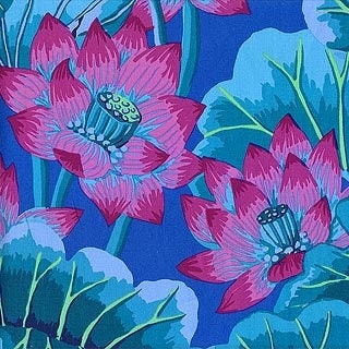 Kaffe Fassett Fabric - Lake Blossoms BLUE Kaffe Fassett Collective 100% Quality Cotton by FreeSpirit Fabrics by 1/2 Yard and Yardage