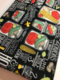 Garden Fabric - HOMEGROWN Salsa for Moda 19970 14 Recipes in Black Homegrown Salsa by Deb Strain Food Cooking - 100% Quality Cotton Yardage