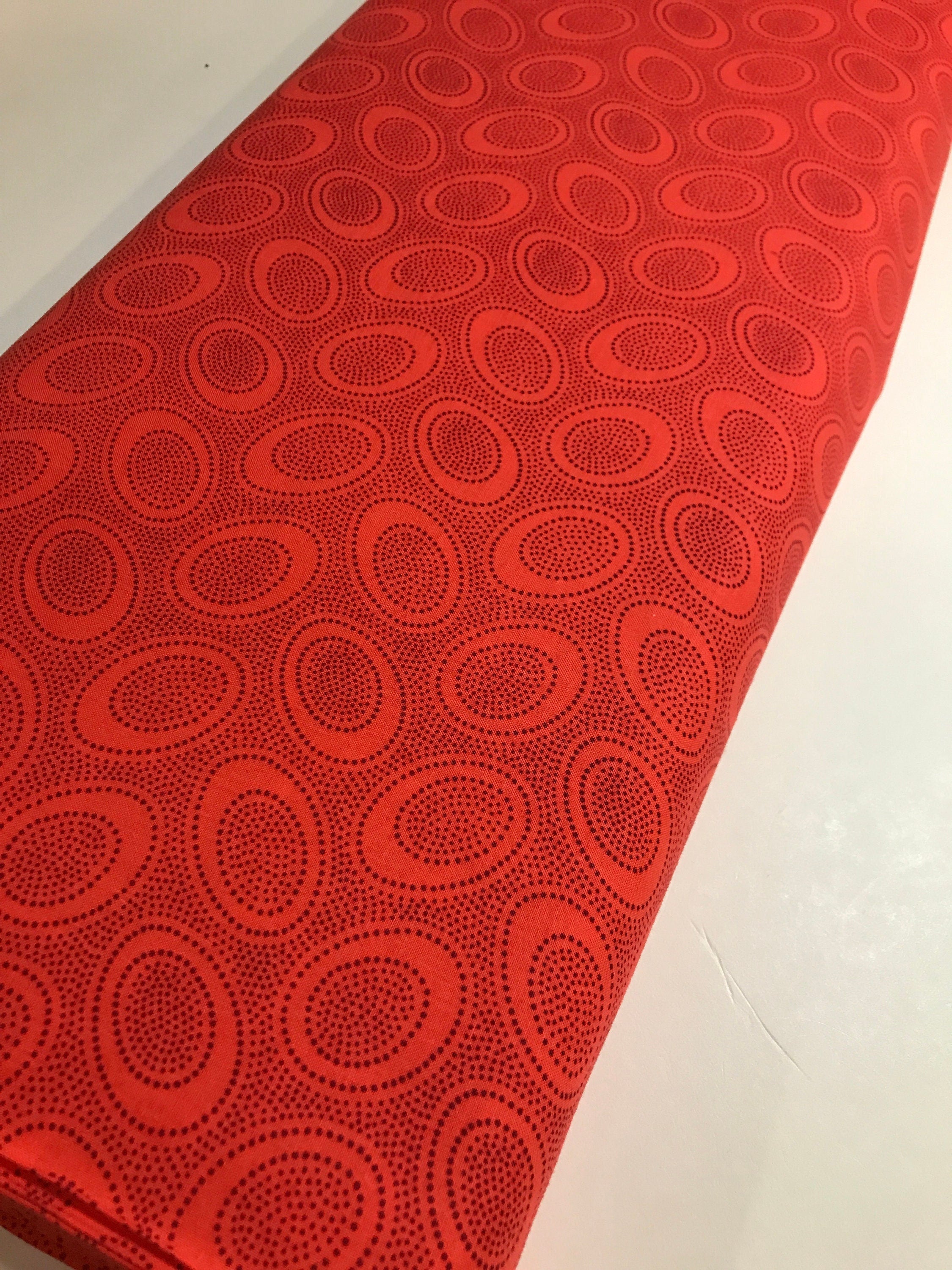 Kaffe Fassett Fabric - Aboriginal Dot in Pumpkin GP71.PUMPKIN - FreeSpirit - 100% High Quality Cotton by Yd and YARDAGE