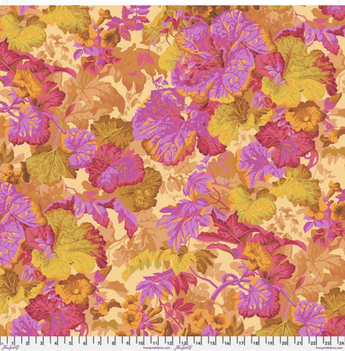 Kaffe Fassett Collective Fabric -  Flower Grandiose PWPJ013.OCHRE - 100% Quality Cotton by Yd and YARDAGE