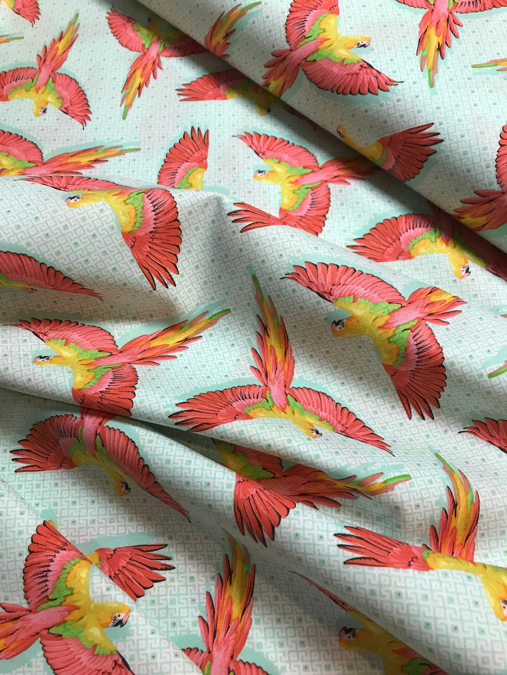 Tula Pink Fabric DAYDREAMER PWTP170 Macaw Ya Later in Mango Tula Pink Fabric - FreeSpirit - 100% Quality Cotton by 1/2 Yd and Yardage