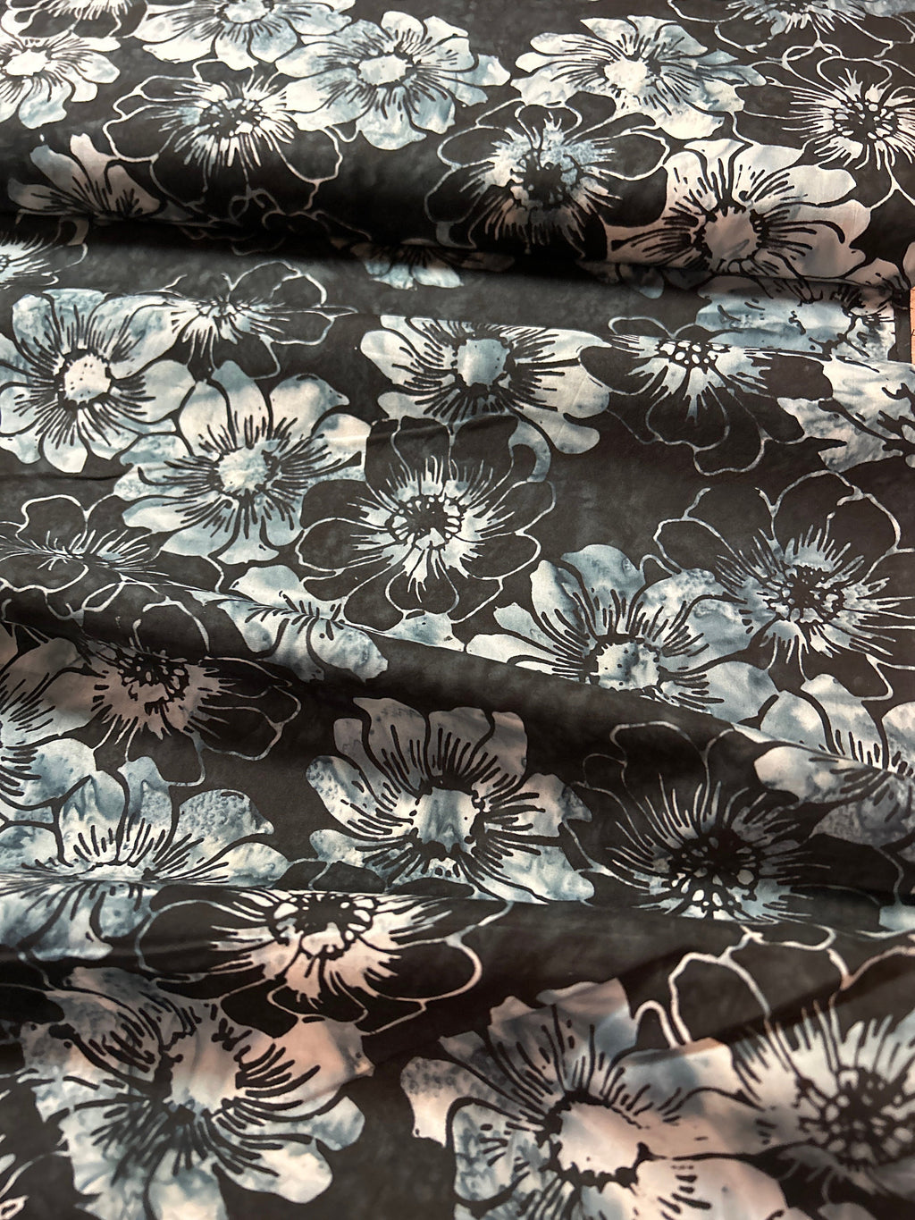 Batik Fabric - Hoffman Fabrics Color 537 Blacklight Floral - 100% Quality Cotton by 1/4 Yd and YARDAGE