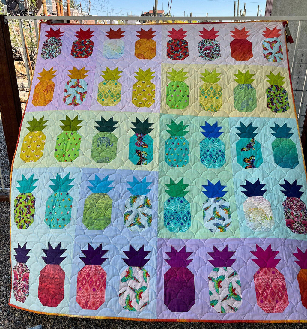 TULA FAN SALE!  Daydreamer Pining for You Tula Pink Fabric - Pineapple Hawaiian -100% Quality Cotton 73 1/2 x 77 Quilt Kit W/Backing Fabric Included
