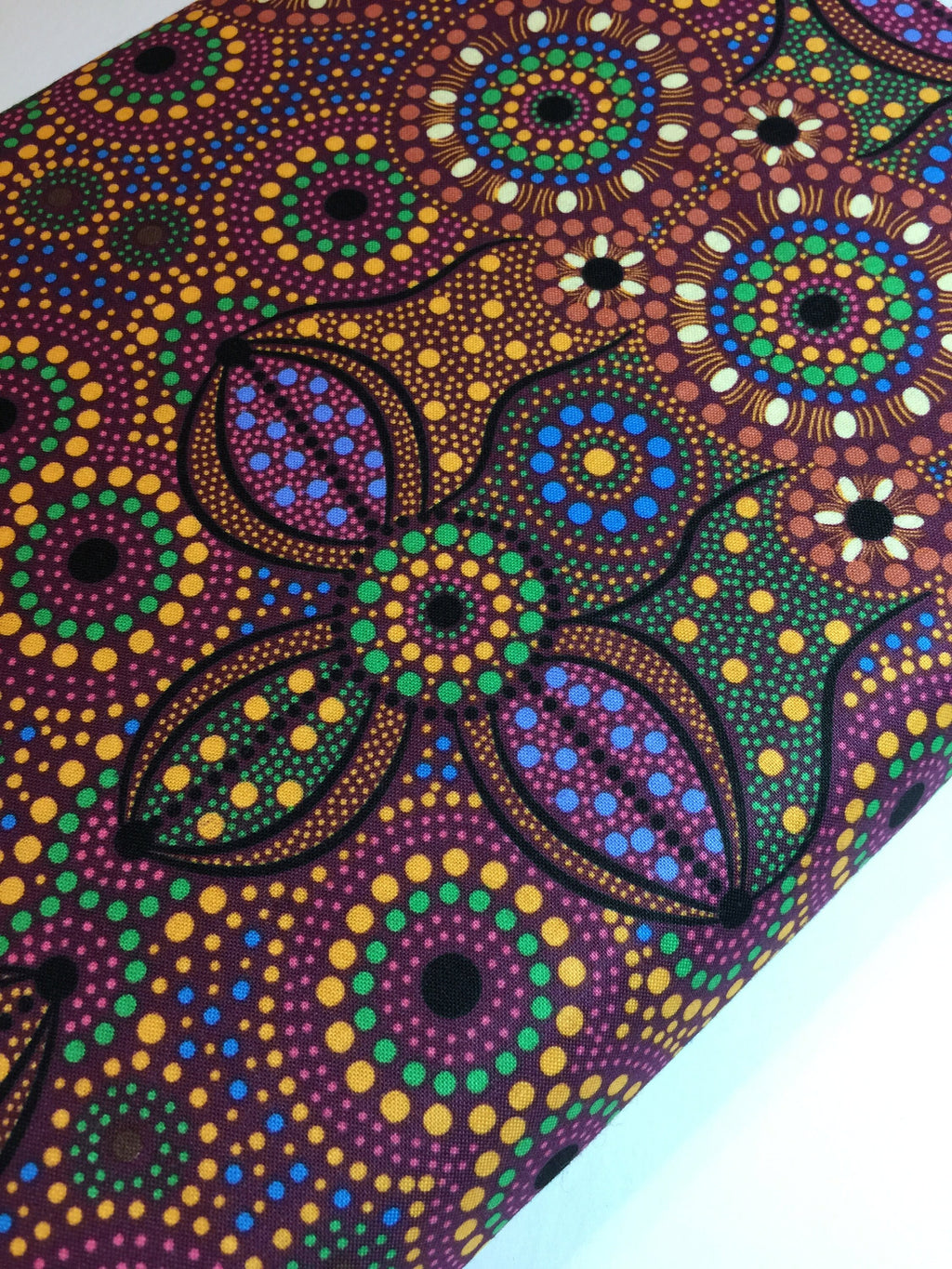 Australian Fabric - Spirit Place in BLACK Stunning Abstract- Aboriginal Ethnic Surf Spiritual 100% Quality Cotton by MS Textiles YARDAGE