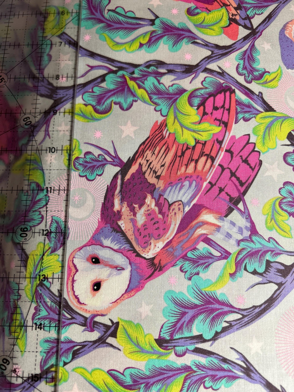 Retired Tula Pink Fabric MOON GARDEN PWTP197 Night Owl in Dusk - FreeSpirit - Barn Owl -100% Quality Cotton by 1/2 Yd and Yardage