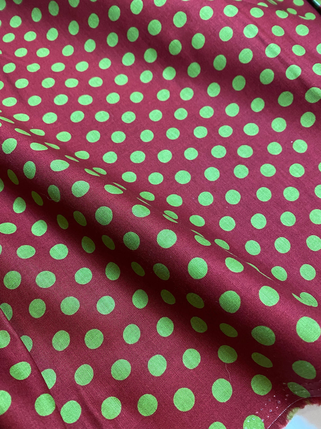 Kaffe Fassett Fabric - Spot GP70 Burgundy -Medium Green Spots on a Wine Background - FreeSpirit 100% Quality Cotton Last 29”x44” on Bolt