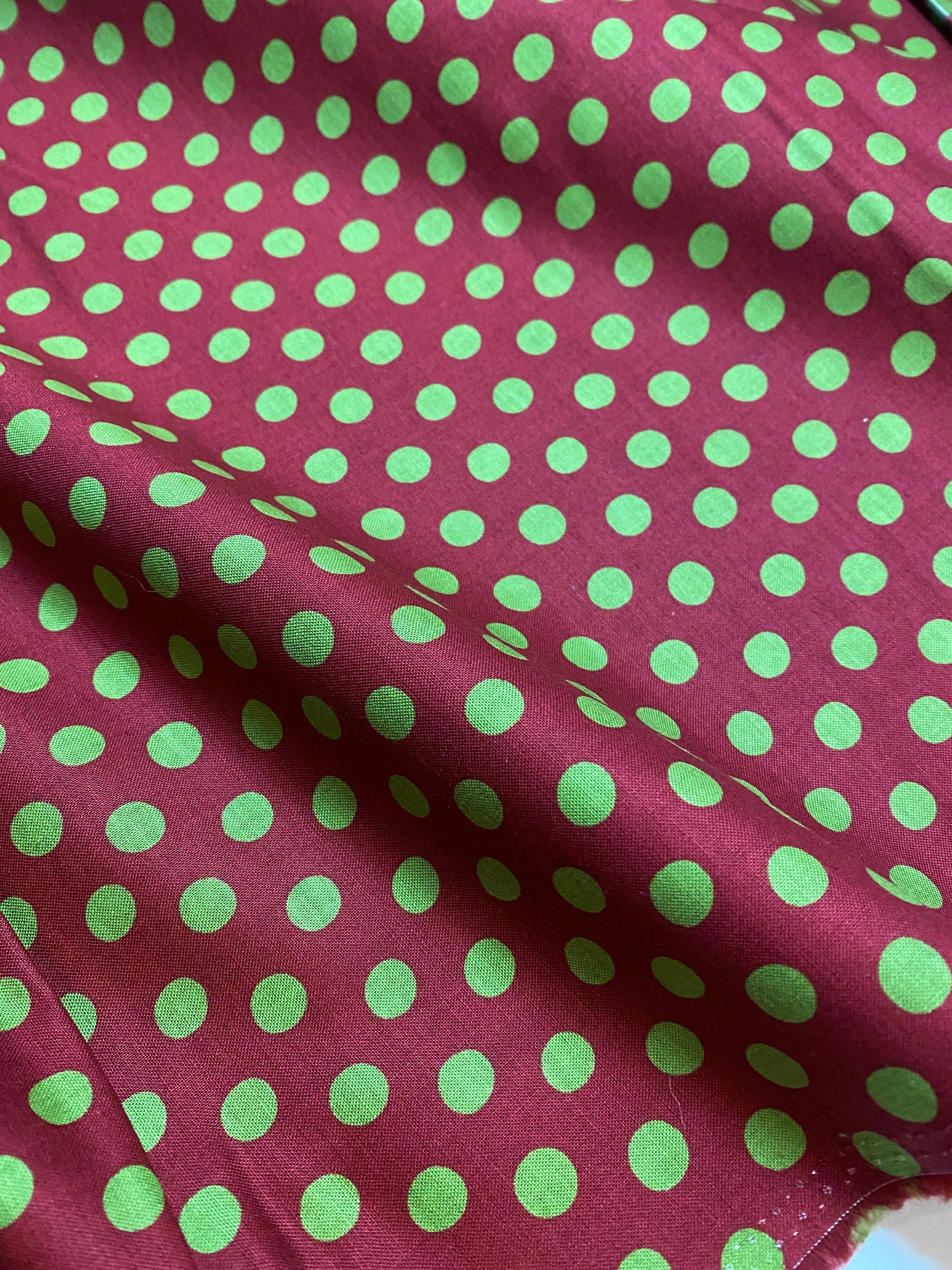 Kaffe Fassett Fabric - Spot GP70 Burgundy -Medium Green Spots on a Wine Background - FreeSpirit 100% Quality Cotton Last 29”x44” on Bolt