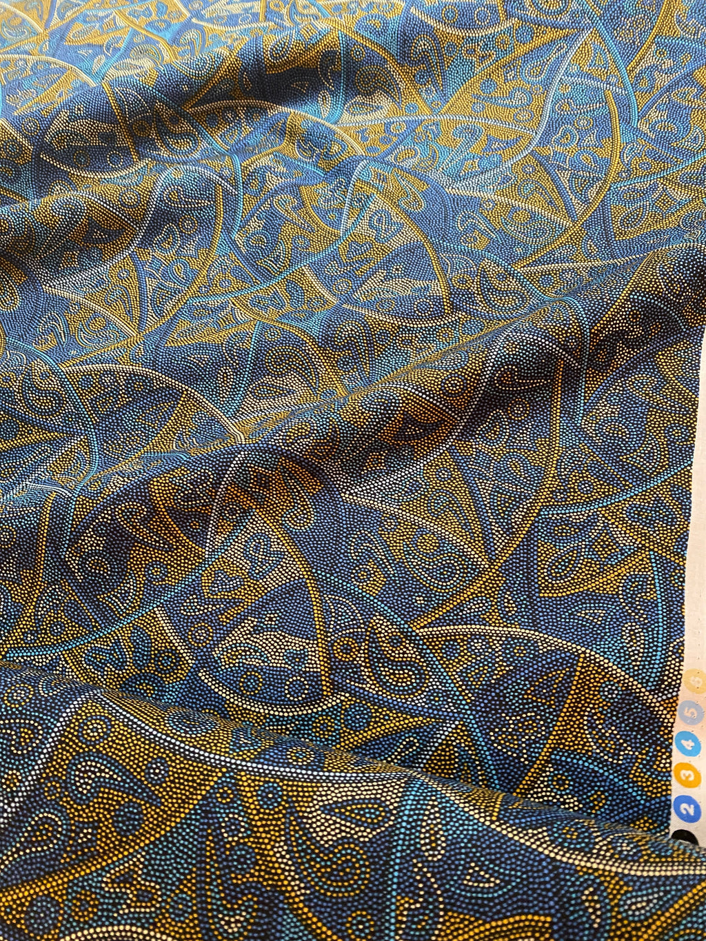 Australian Fabric - Looking Around in Blue by Greg Matthews - Aboriginal Ethnic 100% Quality Cotton by M&S Textiles by Yard and Yardage