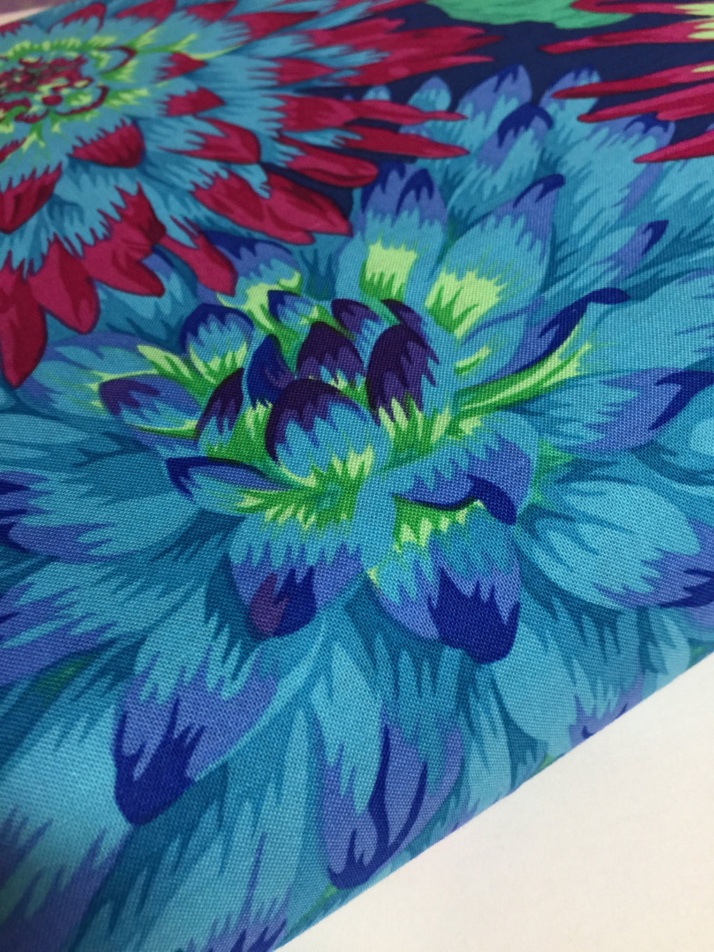 Kaffe Fassett Fabric Phillip Jacobs - Cactus Dahlia - PWPJ054.BLUEX Floral -100% Quality Cotton by the YARD