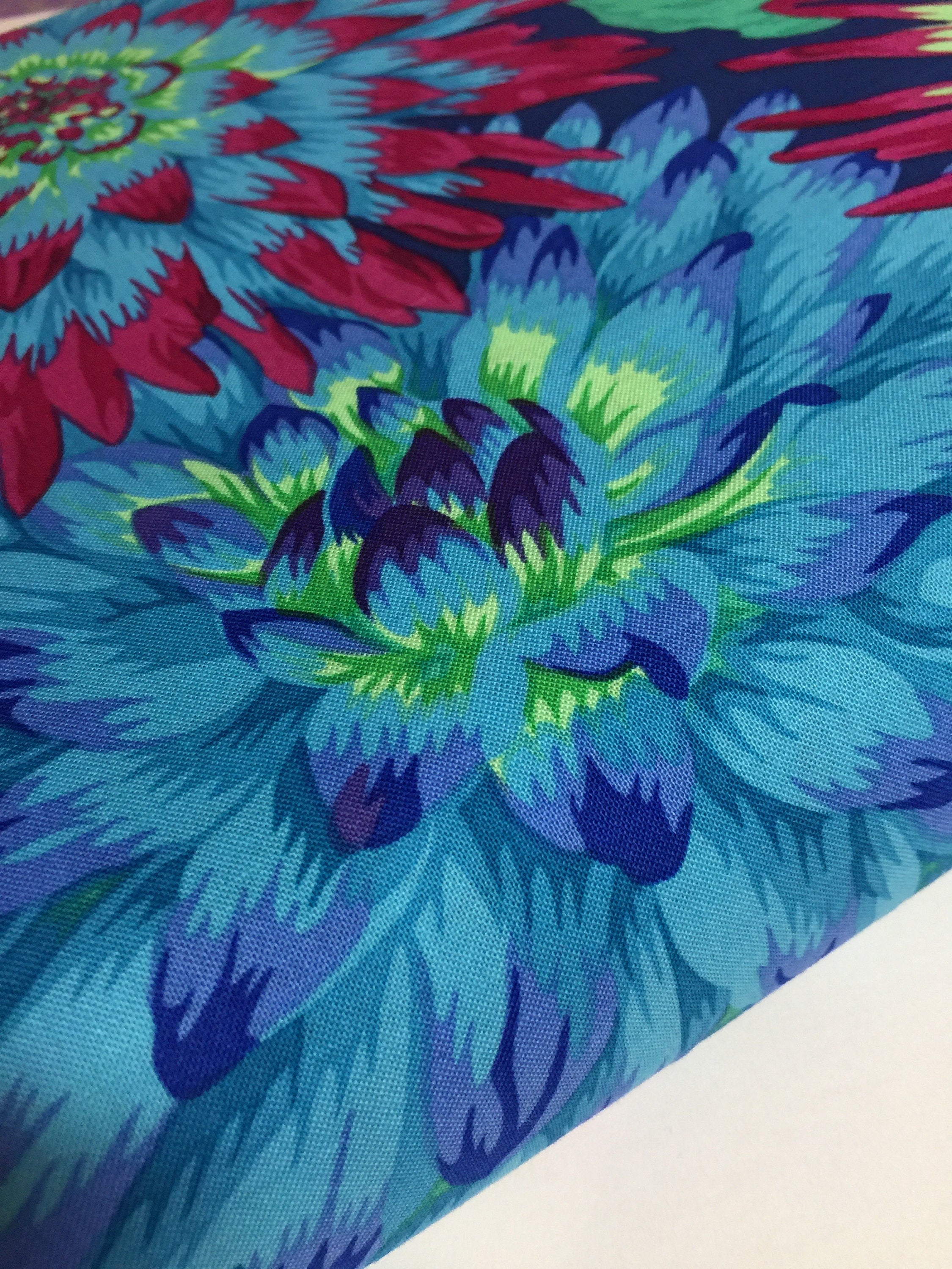 Kaffe Fassett Fabric Phillip Jacobs - Cactus Dahlia - PWPJ054.BLUEX Floral -100% Quality Cotton by the YARD