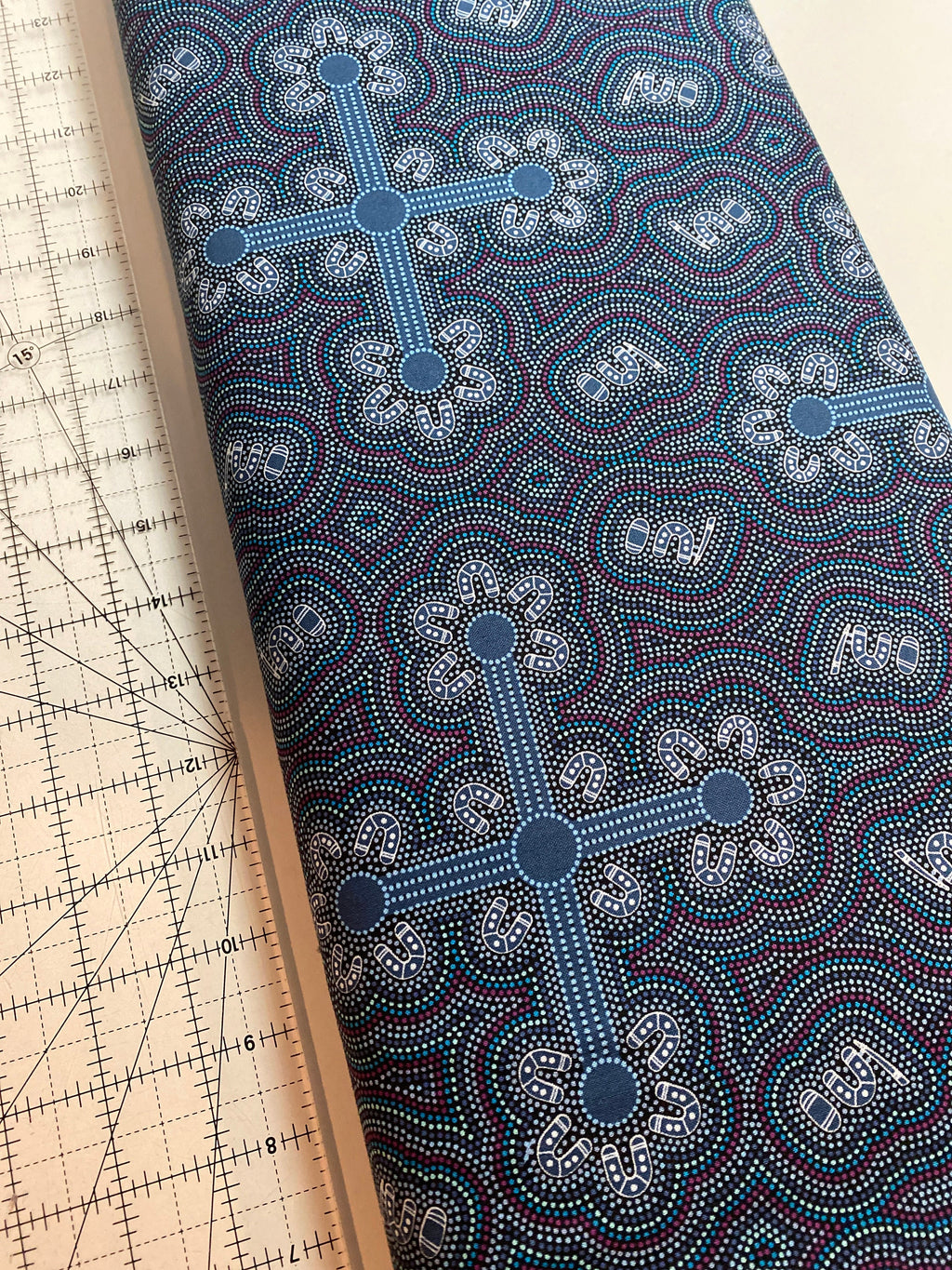 Australian Fabric - Ladies Dancing At Ceremony in Purple by Margaret Wallace - Aboriginal 100% Cotton by M&S Textiles By Yard and Yardage