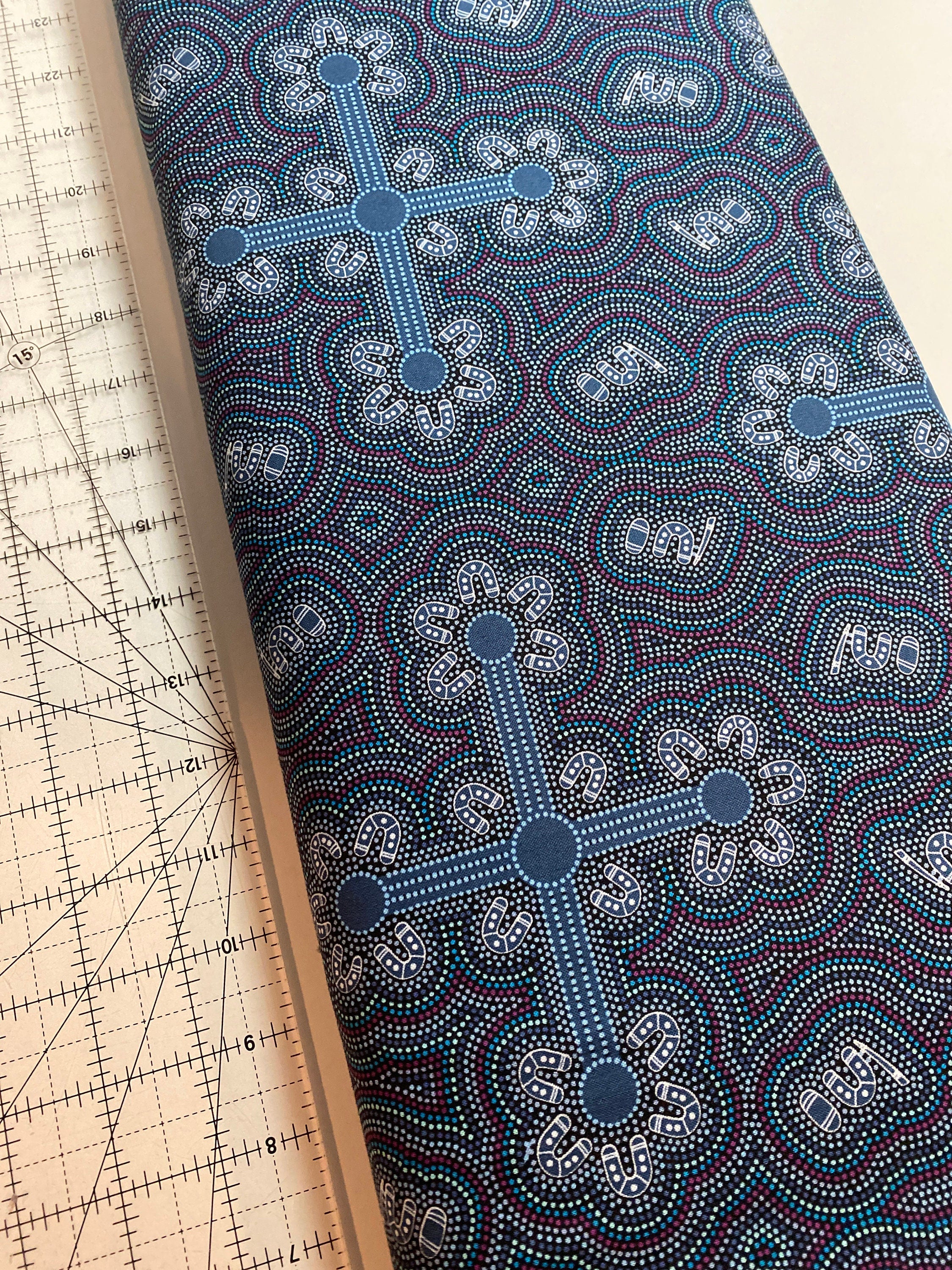 Australian Fabric - Ladies Dancing At Ceremony in Purple by Margaret Wallace - Aboriginal 100% Cotton by M&S Textiles By Yard and Yardage