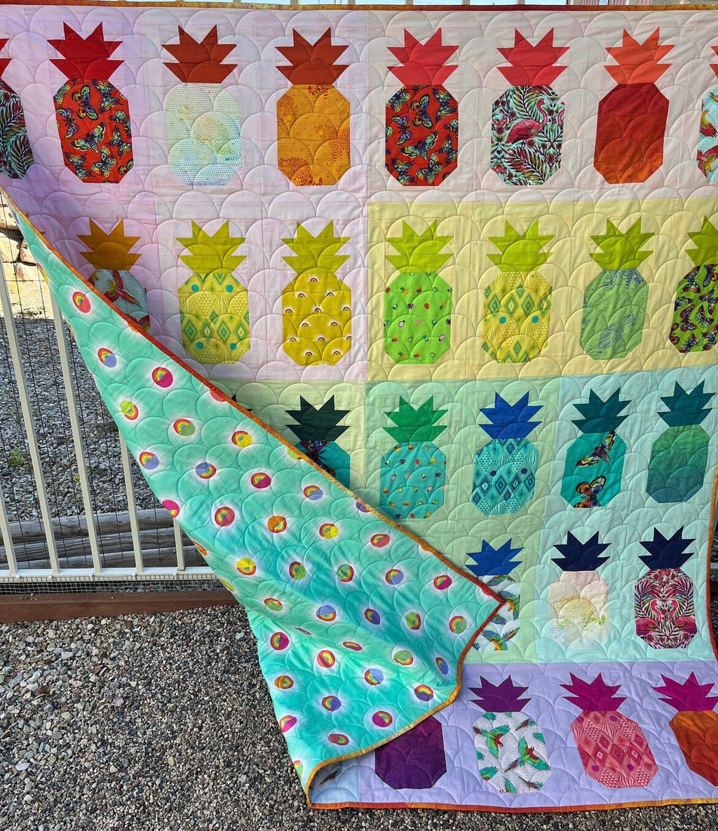 TULA FAN SALE!  Daydreamer Pining for You Tula Pink Fabric - Pineapple Hawaiian -100% Quality Cotton 73 1/2 x 77 Quilt Kit W/Backing Fabric Included